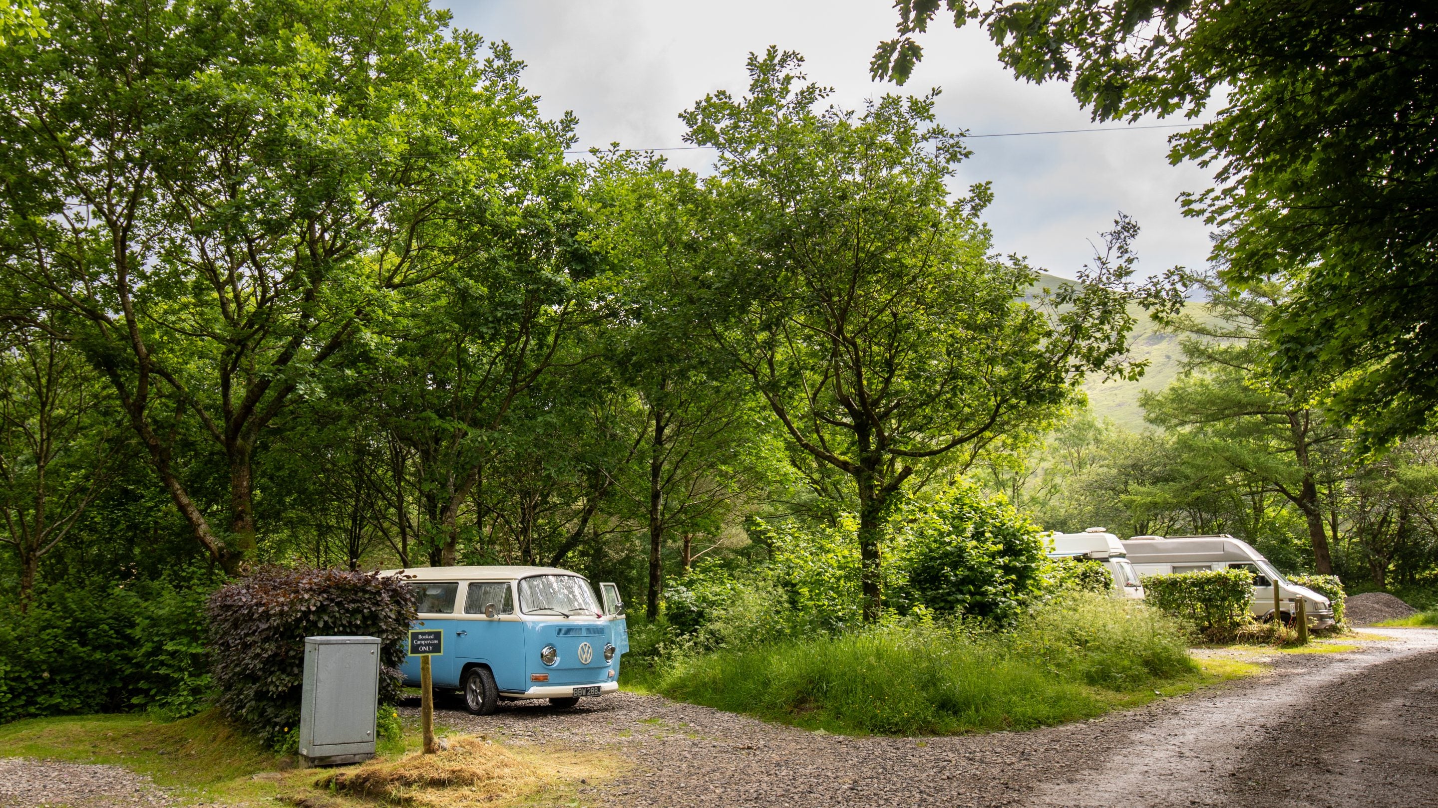 A campervan pitch at Wasdale  Campsite, Cumbria