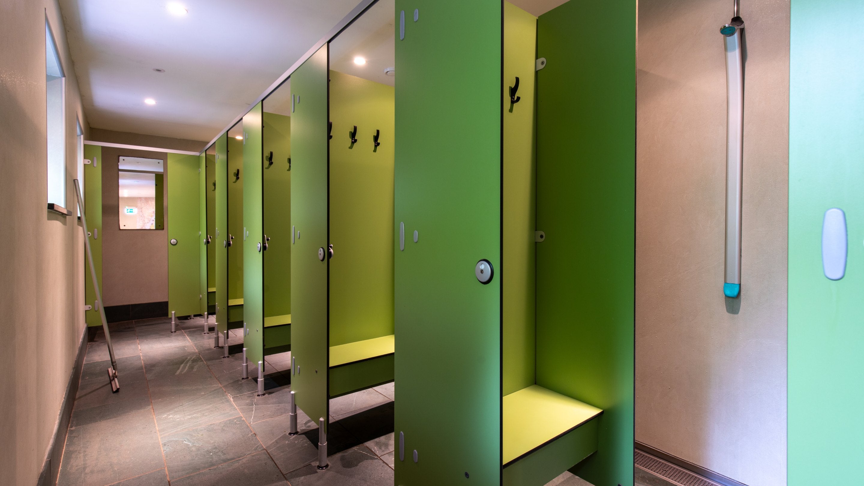 The shower in the facilities block at Wasdale Campsite, Cumbria
