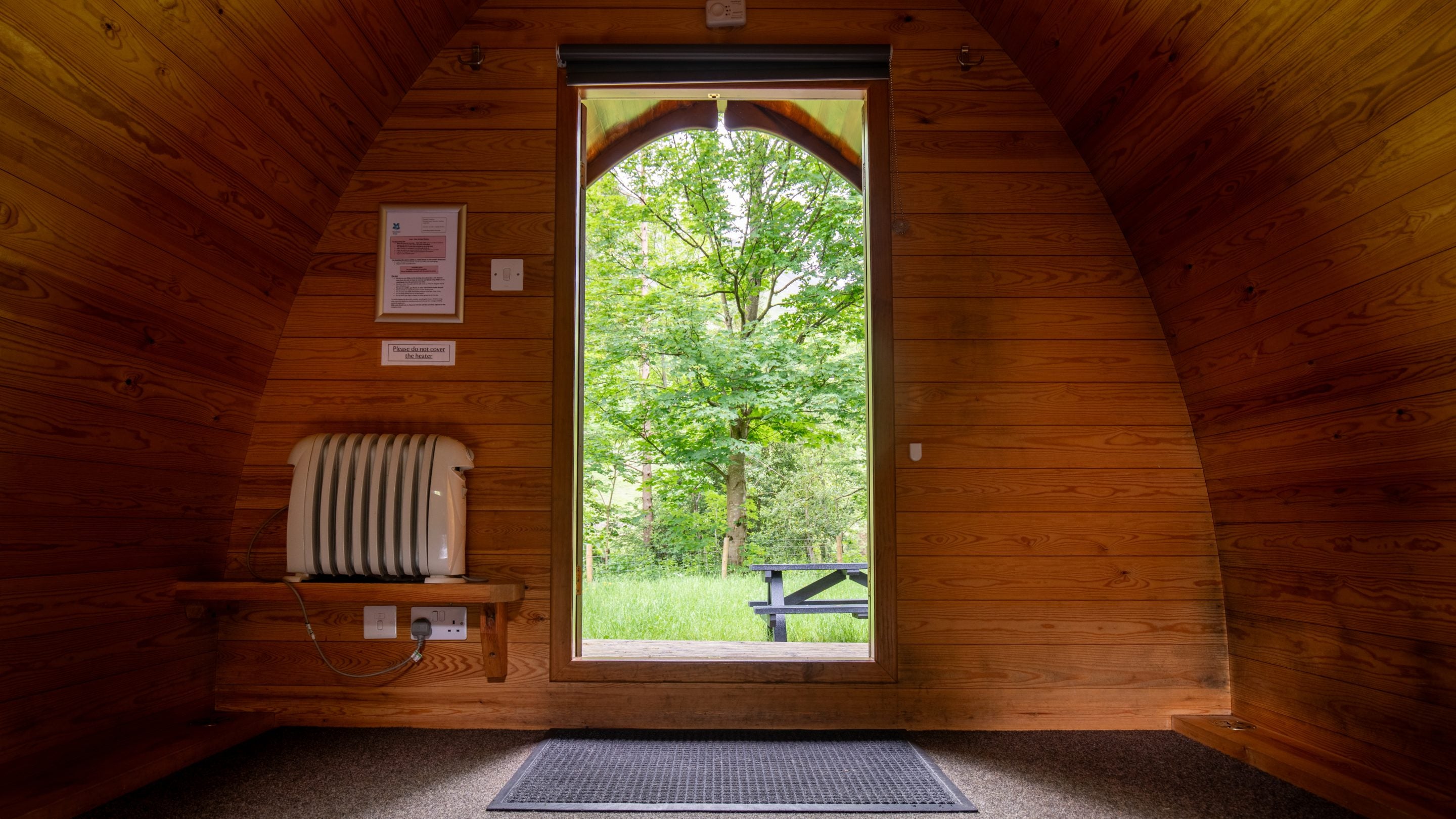 The interior of a standard pod at Wasdale Campsite, Cumbria