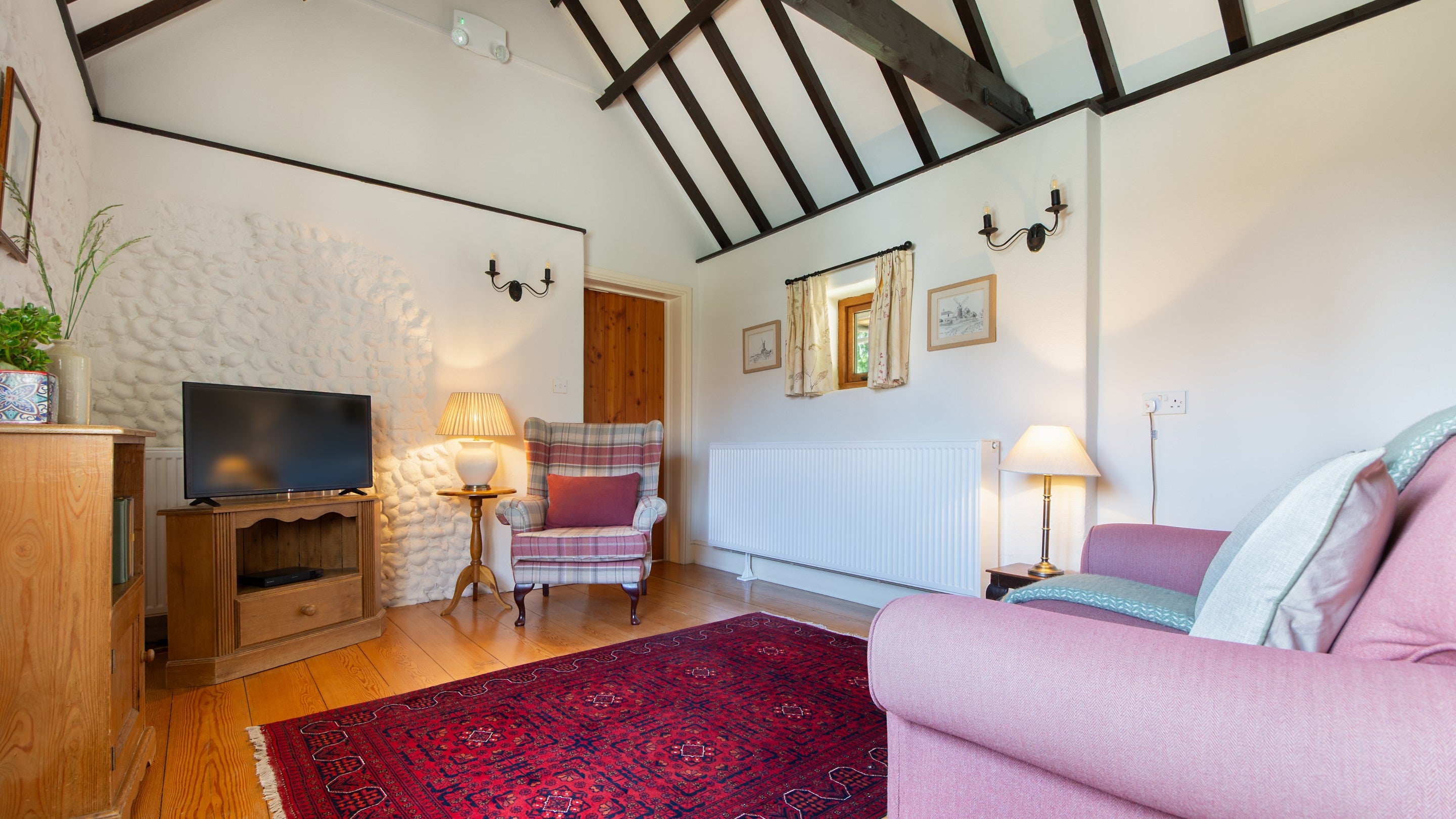 The sitting area in the open-plan room at 1 Horsey Barns, Norfolk