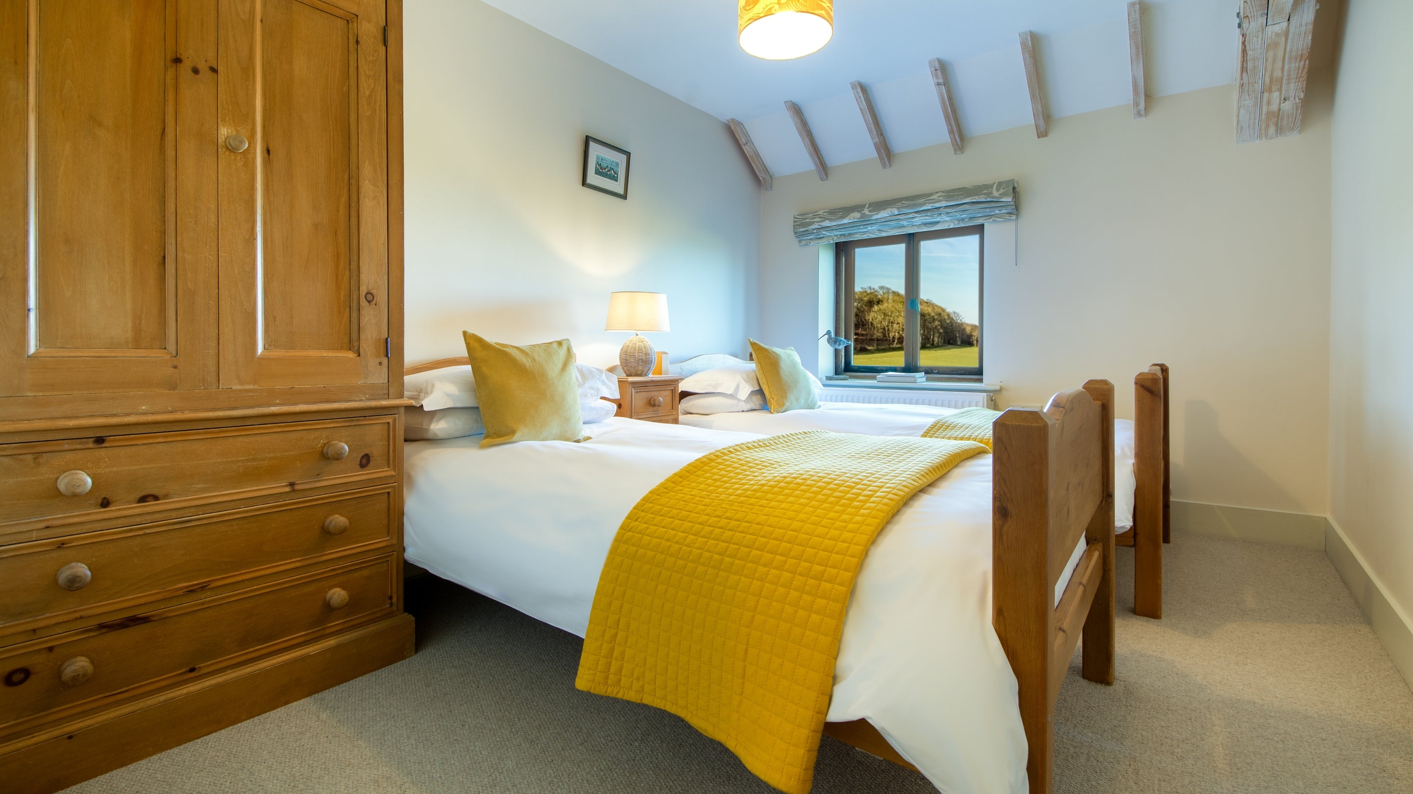 The first twin bedroom at 4 Cart Lodge Barn, Norfolk