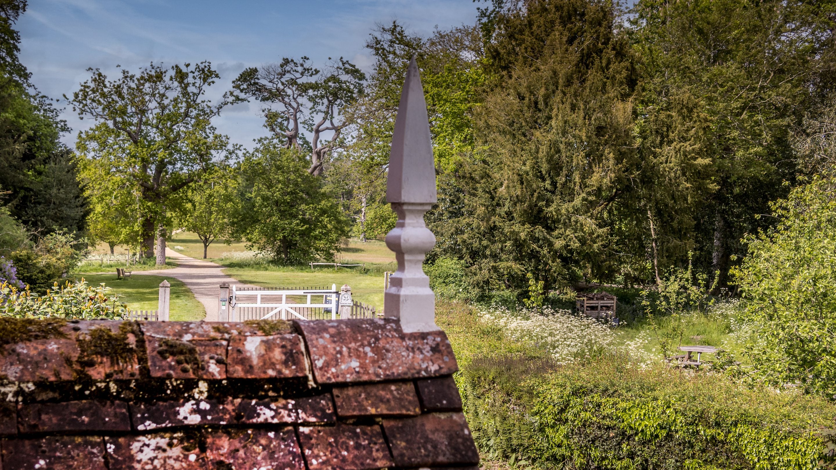 A design detail on the porch roof at 4 Park Gates, looking across to the estate parkland, Norfolk