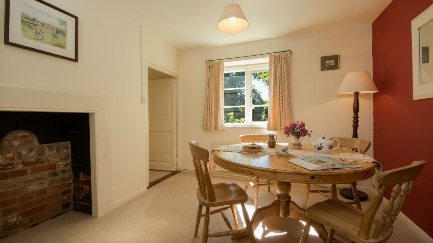 The dining room at The Dairy House, Blickling, Aylsham, Norfolk
