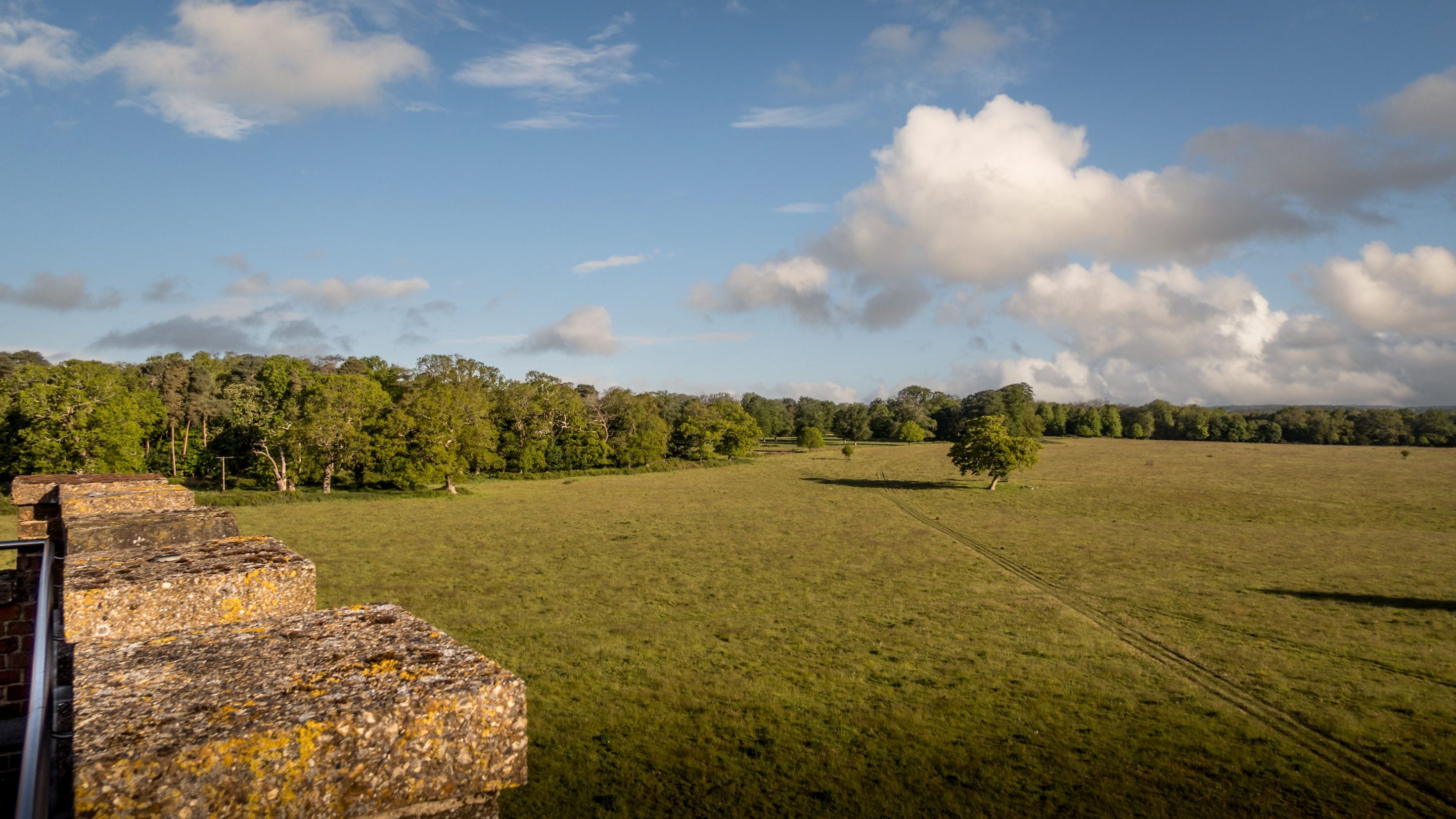 The view of the parkland from the roof terrace at Blickling Tower, Norfolk