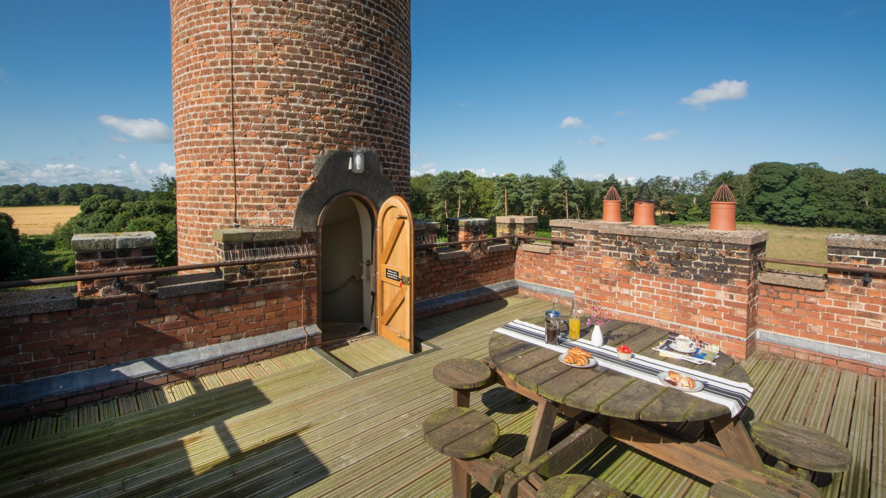 The roof top terrace at Blickling Tower, Norfolk