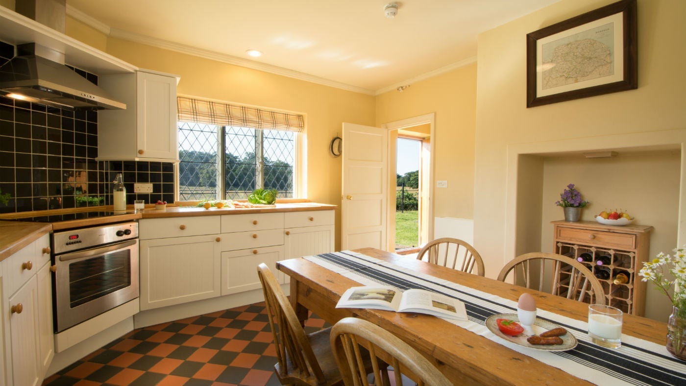 The kitchen and dining area at The Tower, nr Aylsham, Norfolk