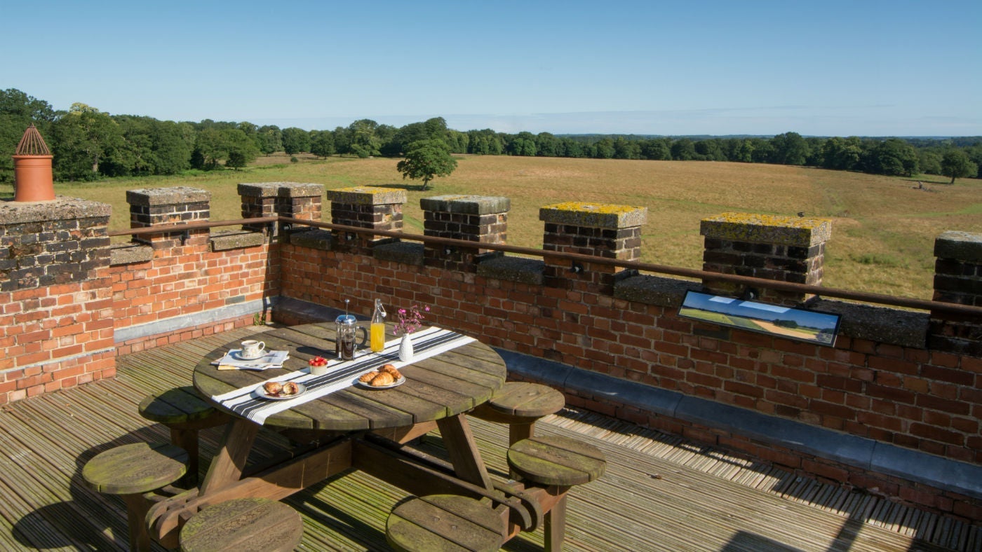 The roof terrace at The Tower, nr Aylsham, Norfolk
