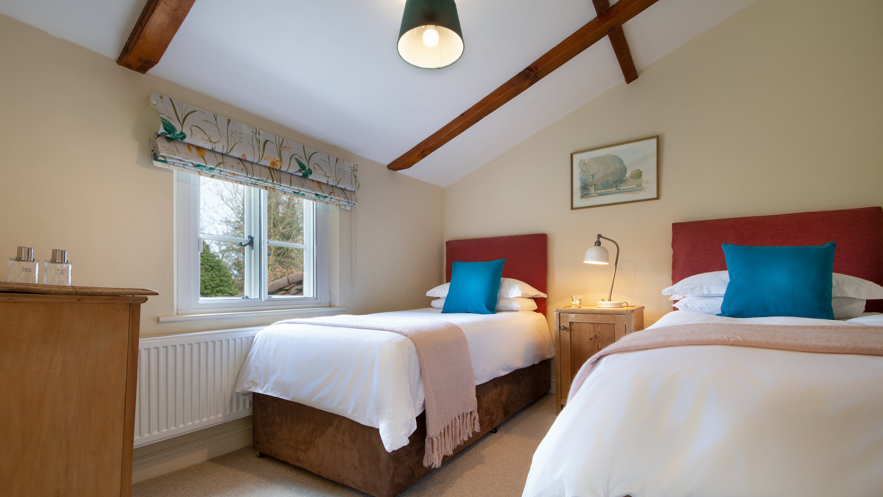 The twin bedroom at Bureside, Norfolk