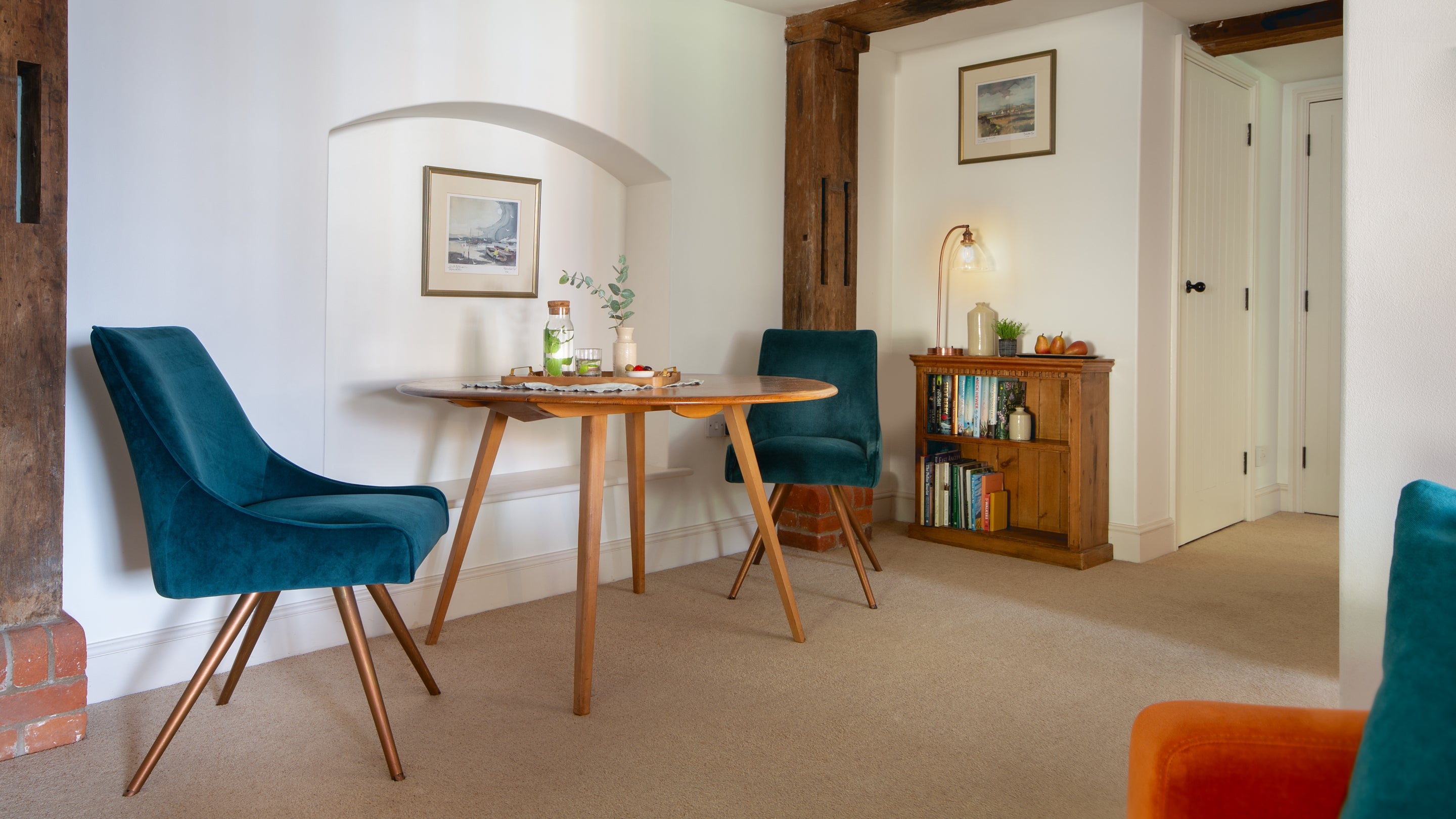 The table for two in the open-plan area at Millstream, Norfolk