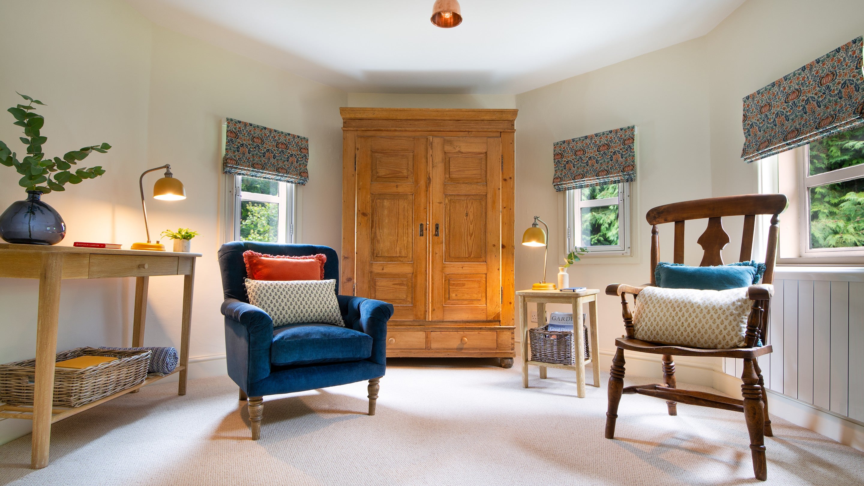 The octagonal reading room on the first floor of Mustard Pot Cottage, Norfolk