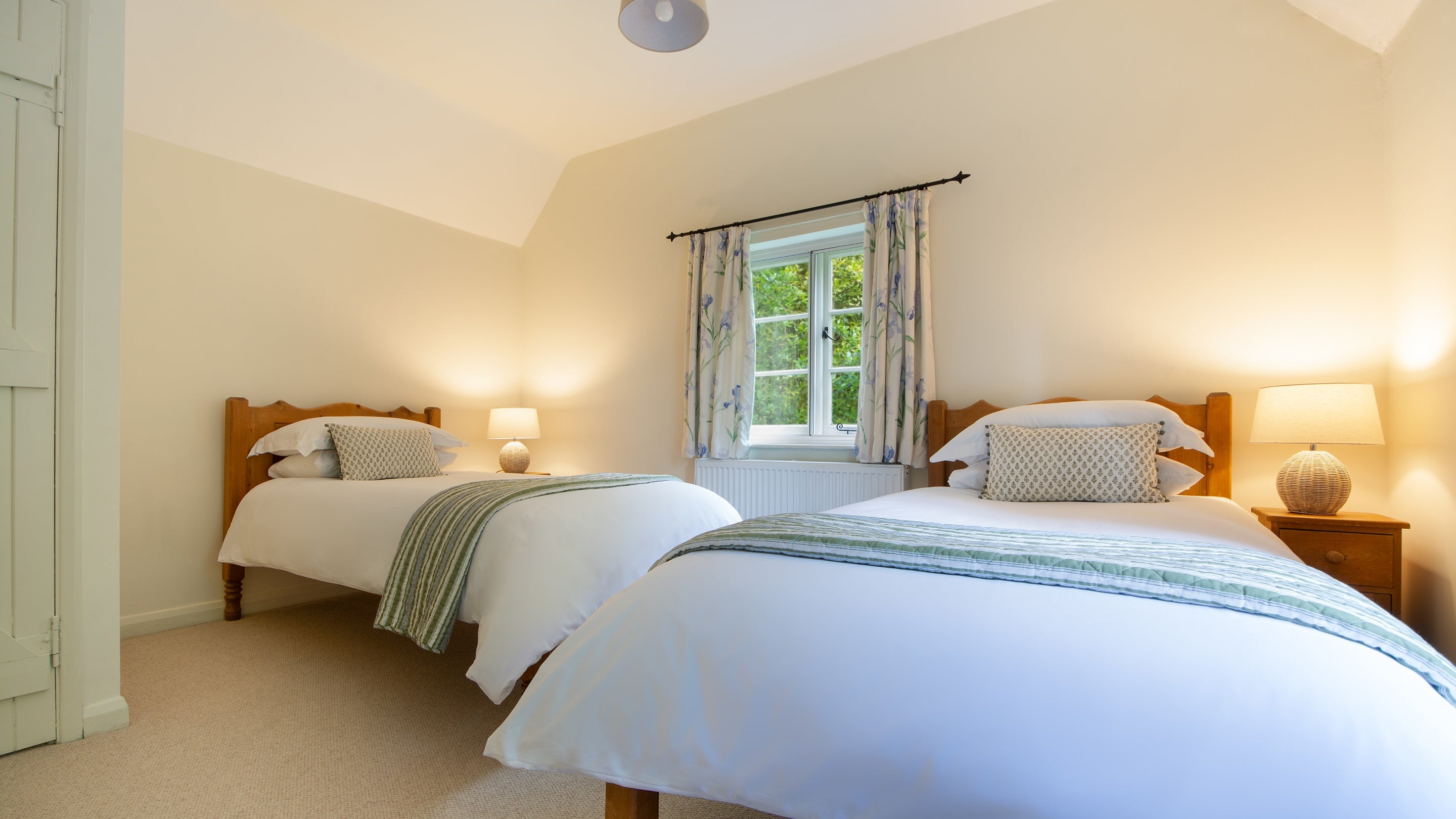The twin bedroom at Sexton's Lodge, Norfolk