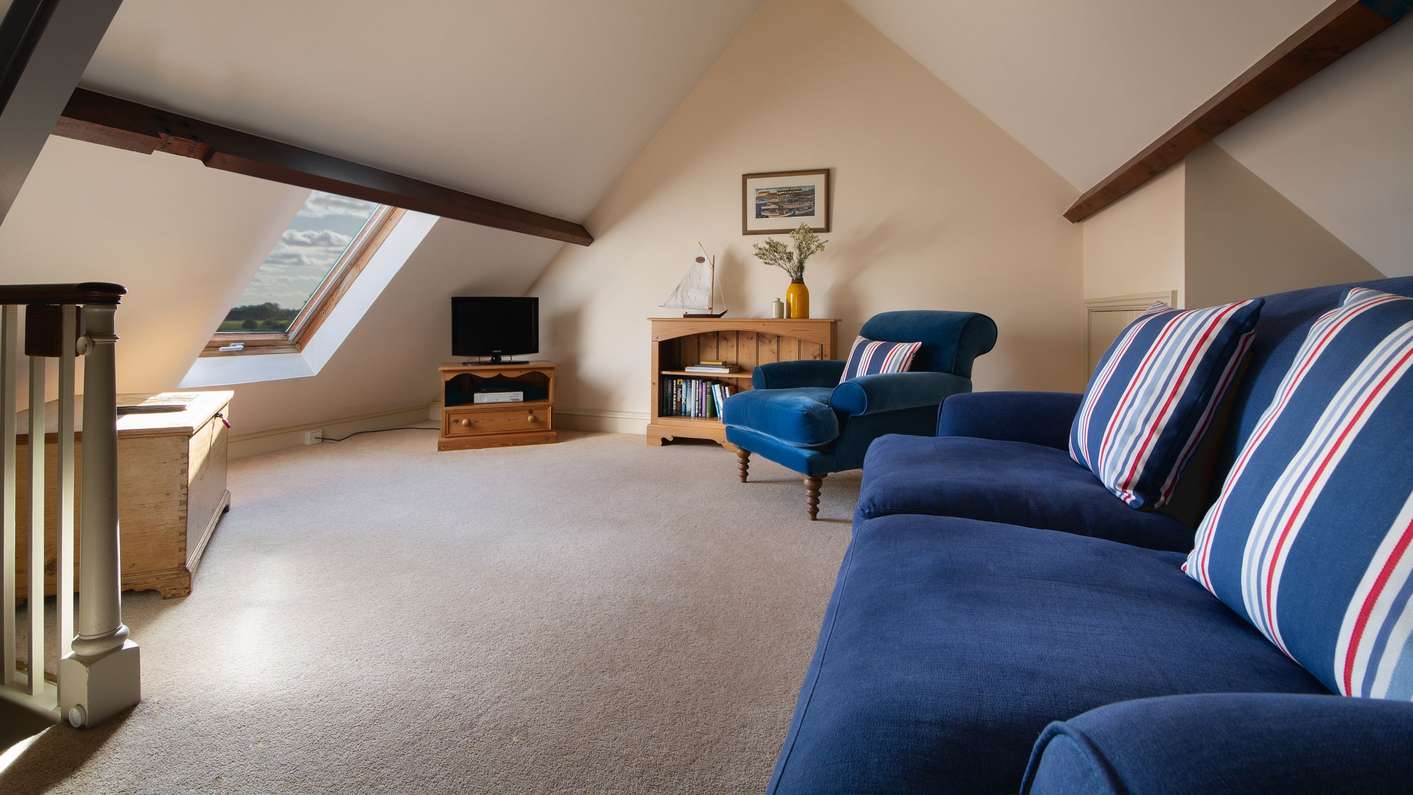 The gallery sitting room at Watermill Apartment, Norfolk