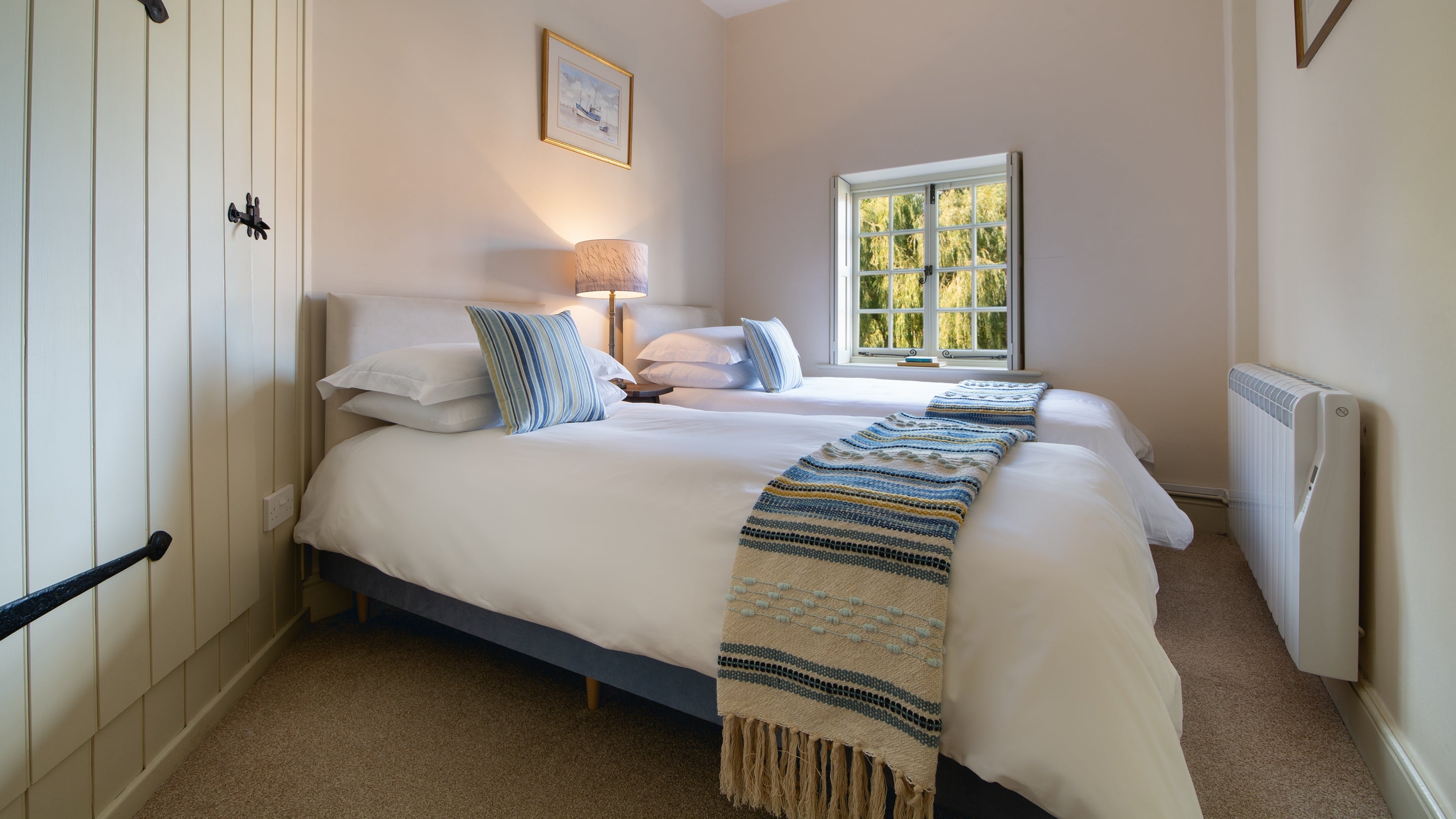The twin bedroom at Watermill Apartment, Norfolk
