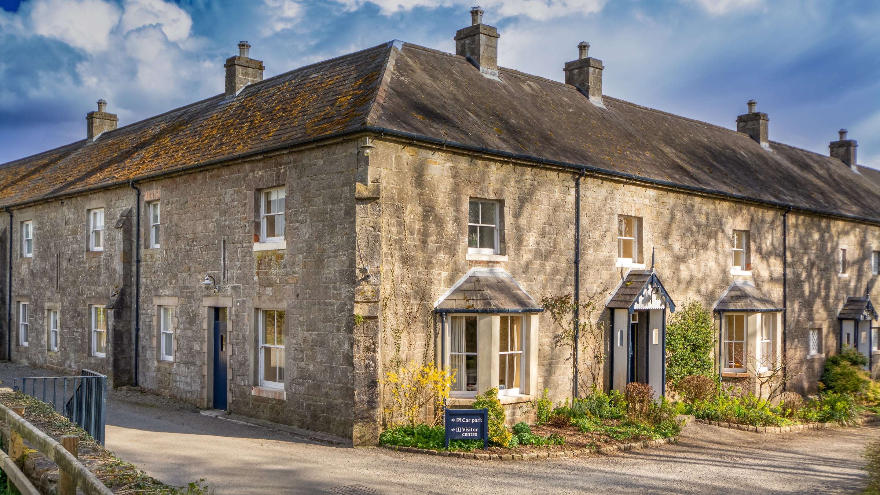 The exterior of Alder Cottage in the row of cottages on Crom estate, County Fermanagh