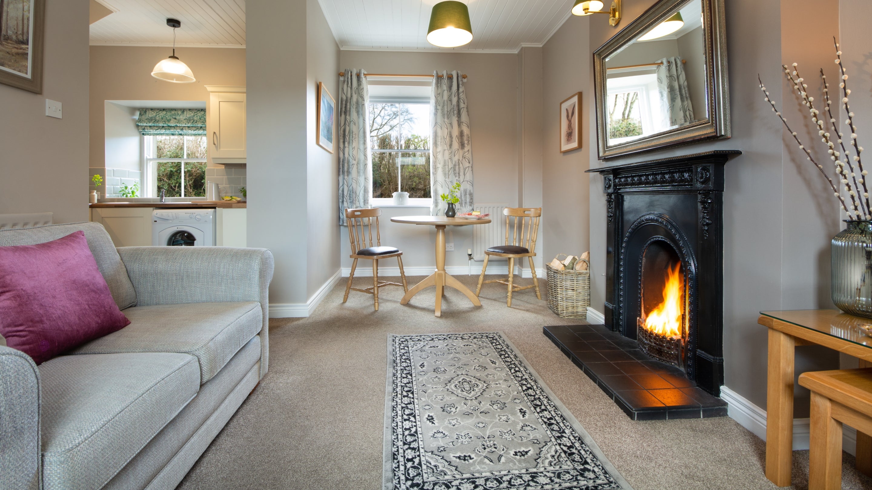 The sitting and dining room at Alder Cottage, County Fermanagh