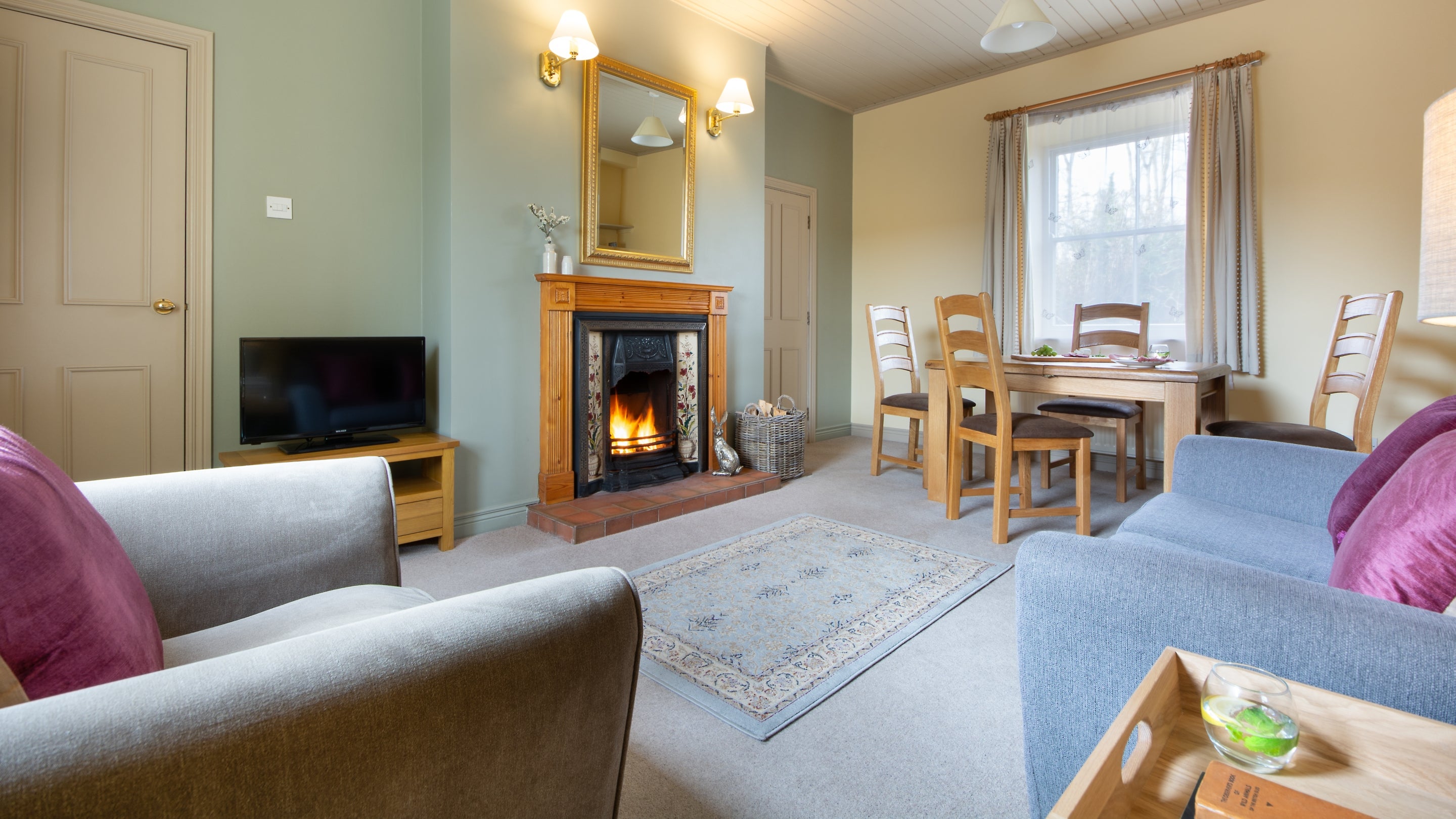 The sitting and dining room at Bluebell Cottage, County Fermanagh