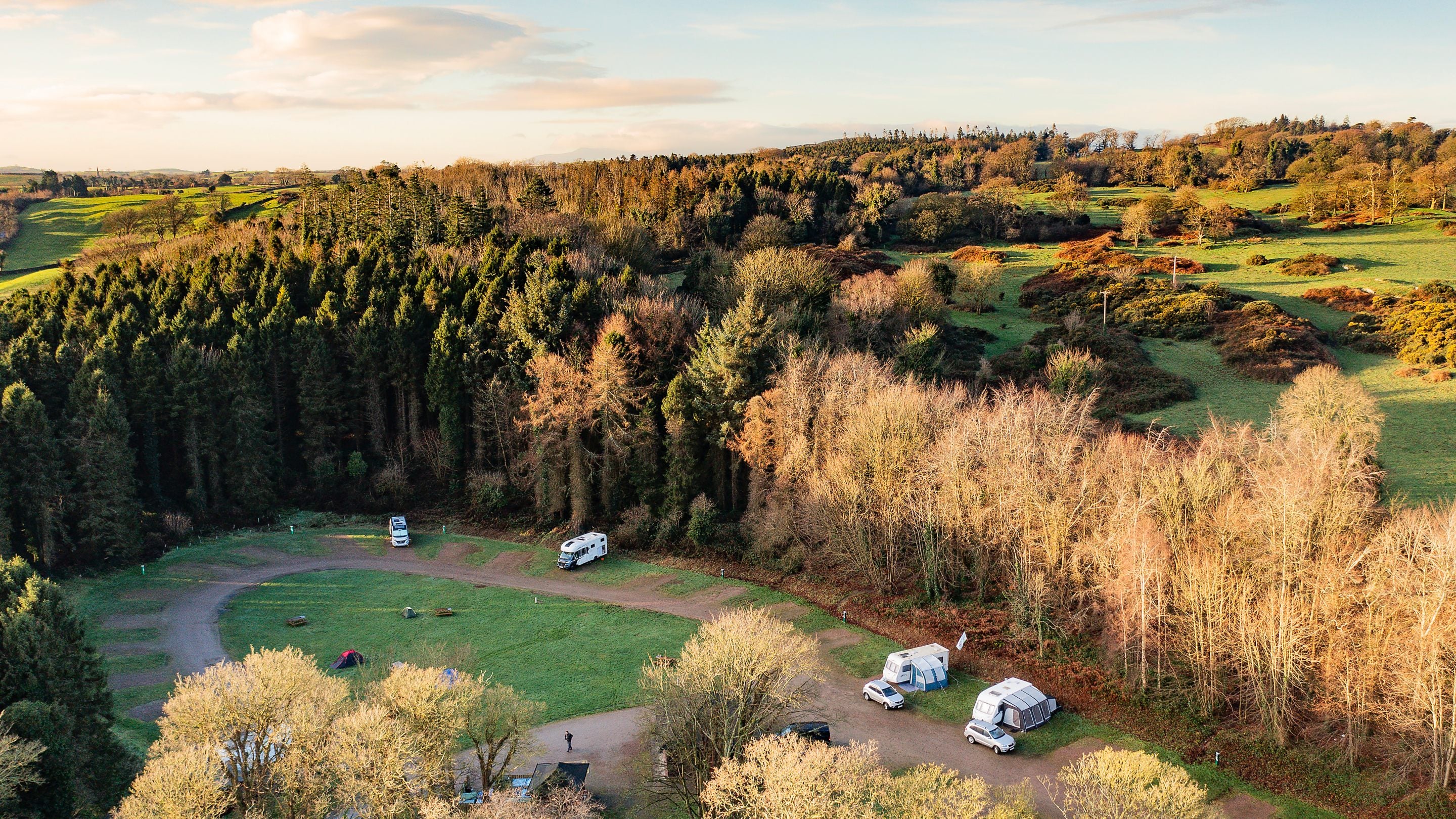 An aerial view of Castle Ward Caravan Park, County Down