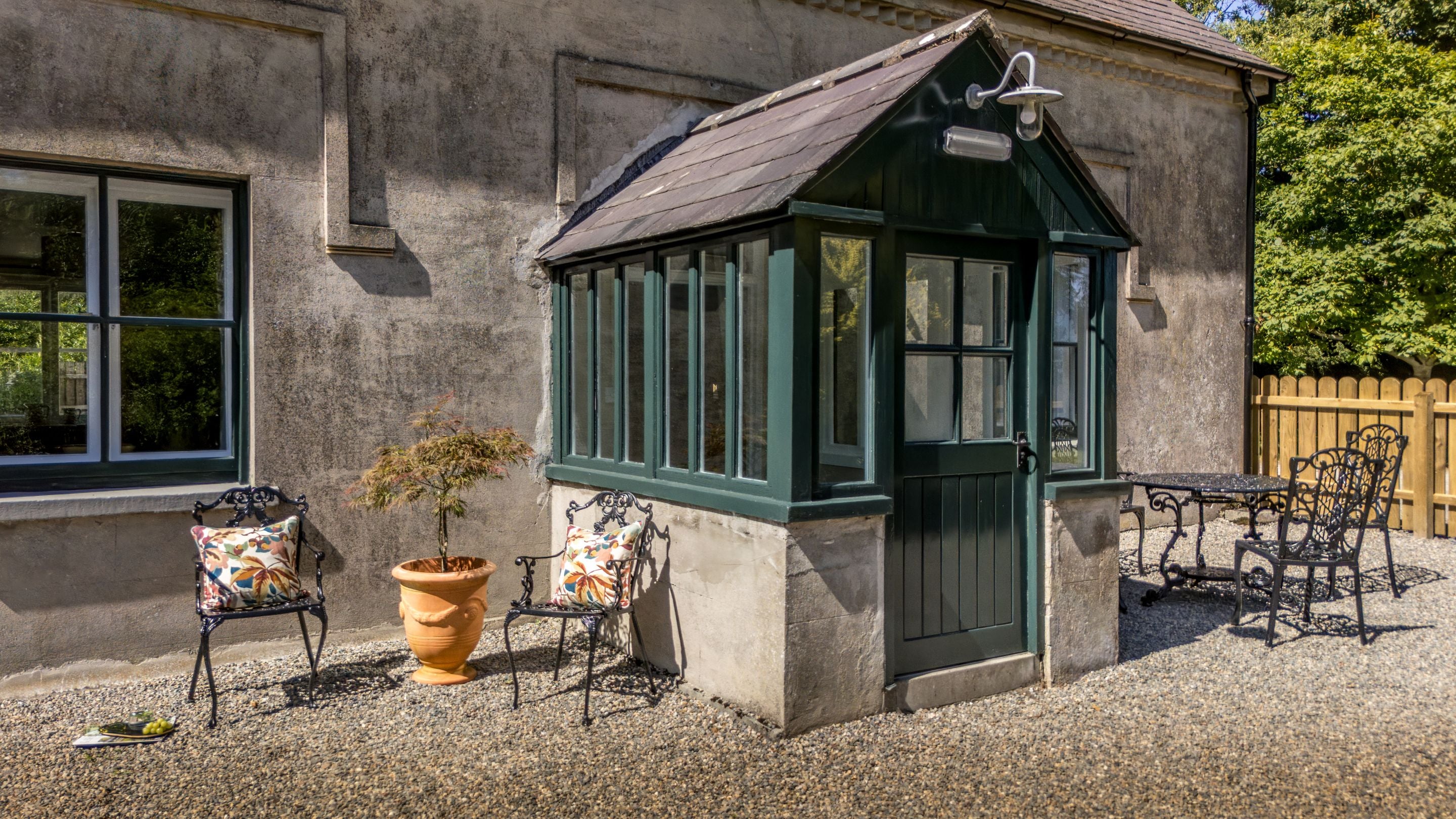 The entrance porch at Castle Ward Gamekeeper's Lodge, County Down