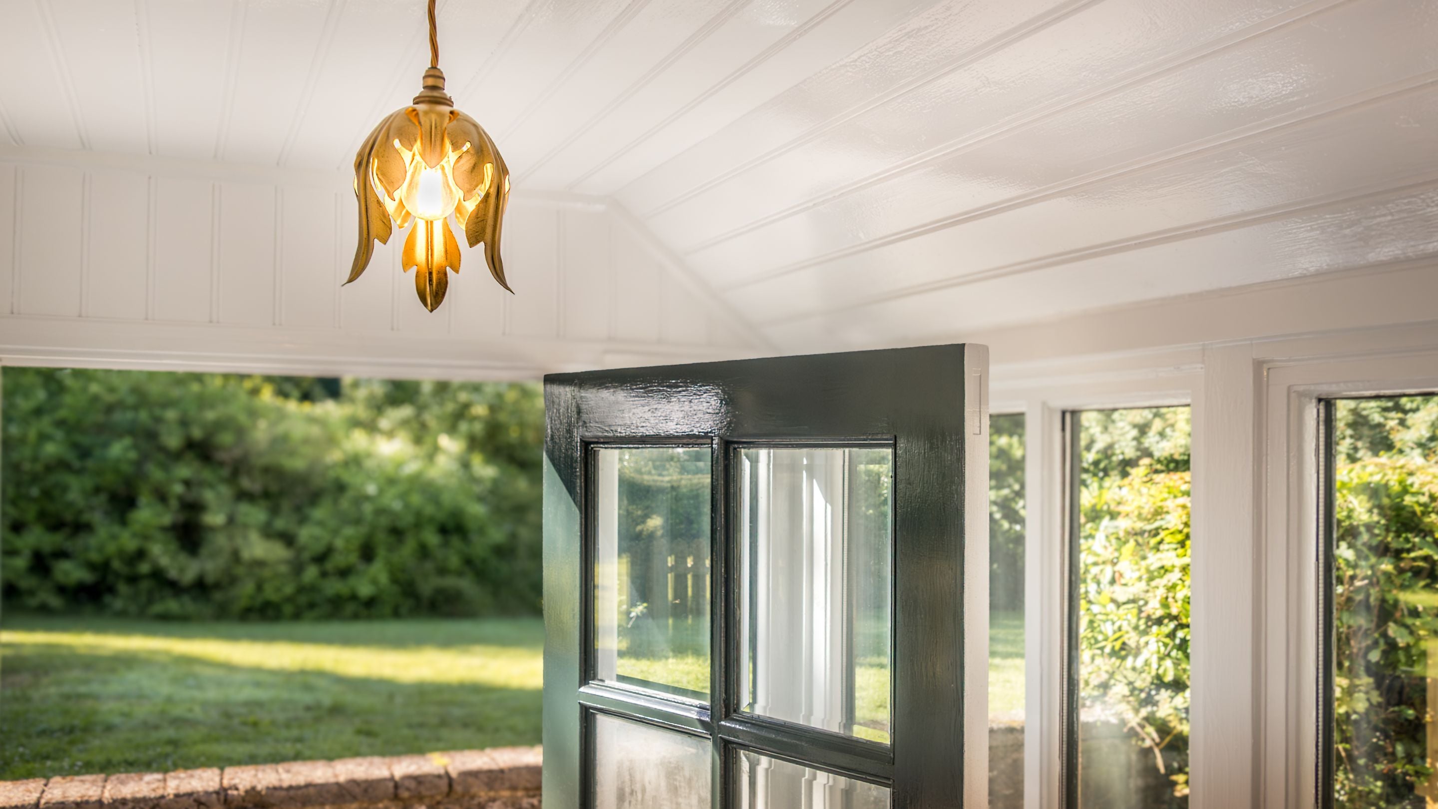 The ceiling light in the entrance porch at Castle Ward Gamekeeper's Lodge, County Down