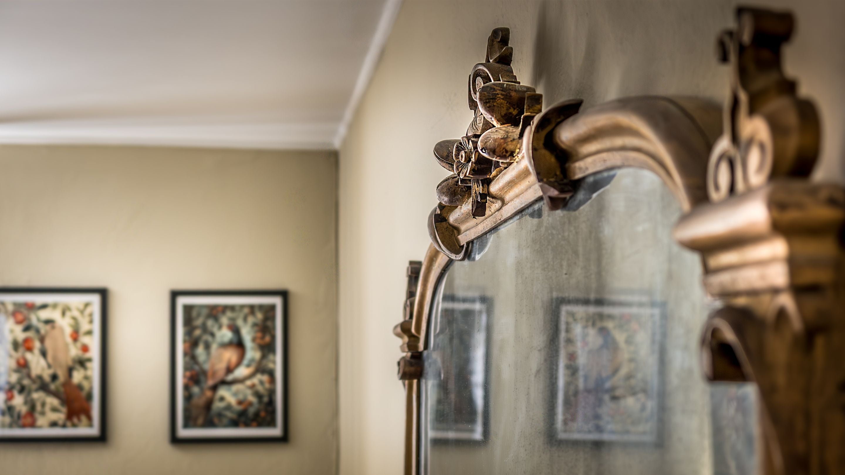 The mirror in the sitting room at Castle Ward Gamekeeper's Cottage, County Down