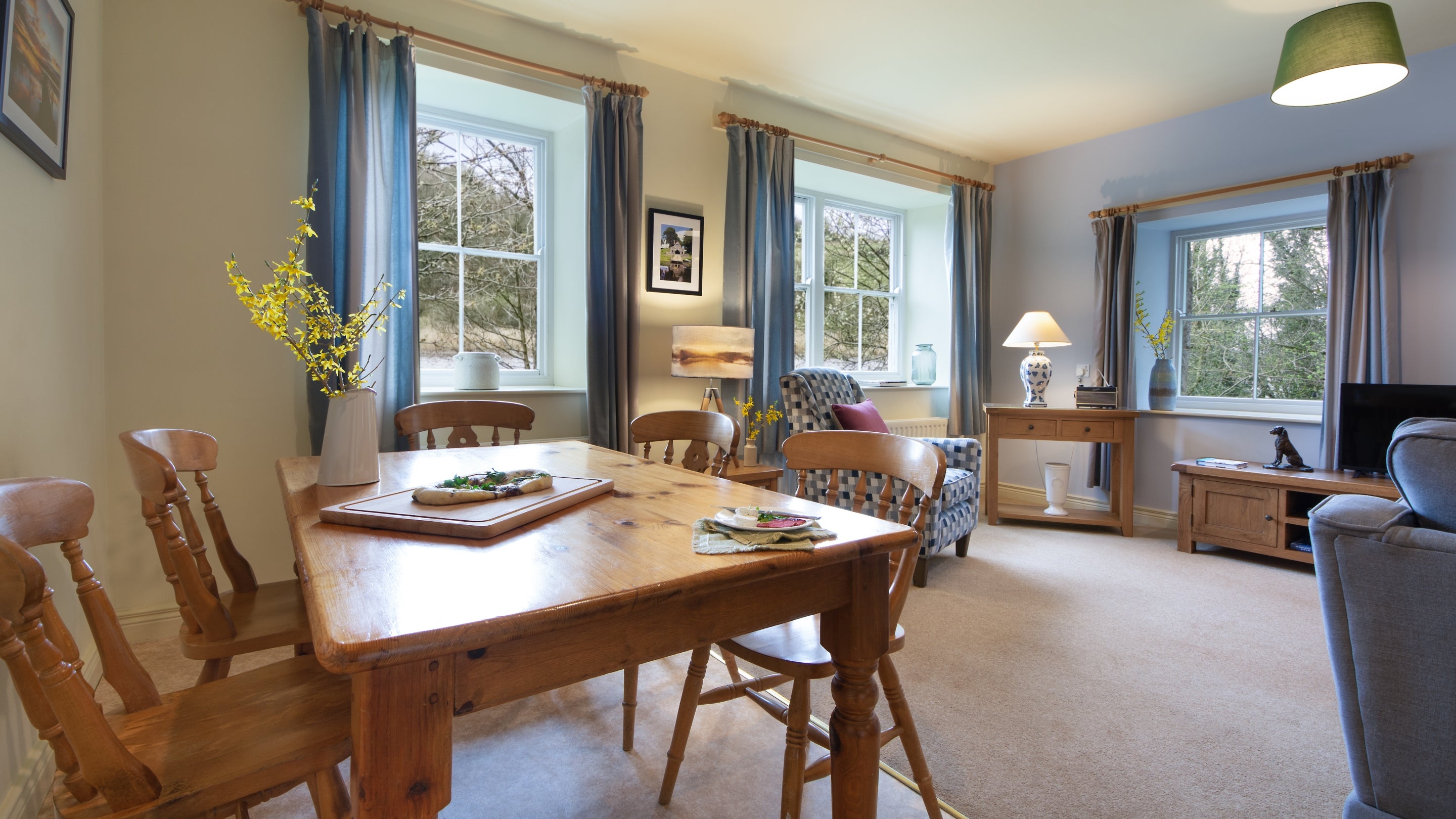 The sitting and dining room at Erne View, County Fermanagh