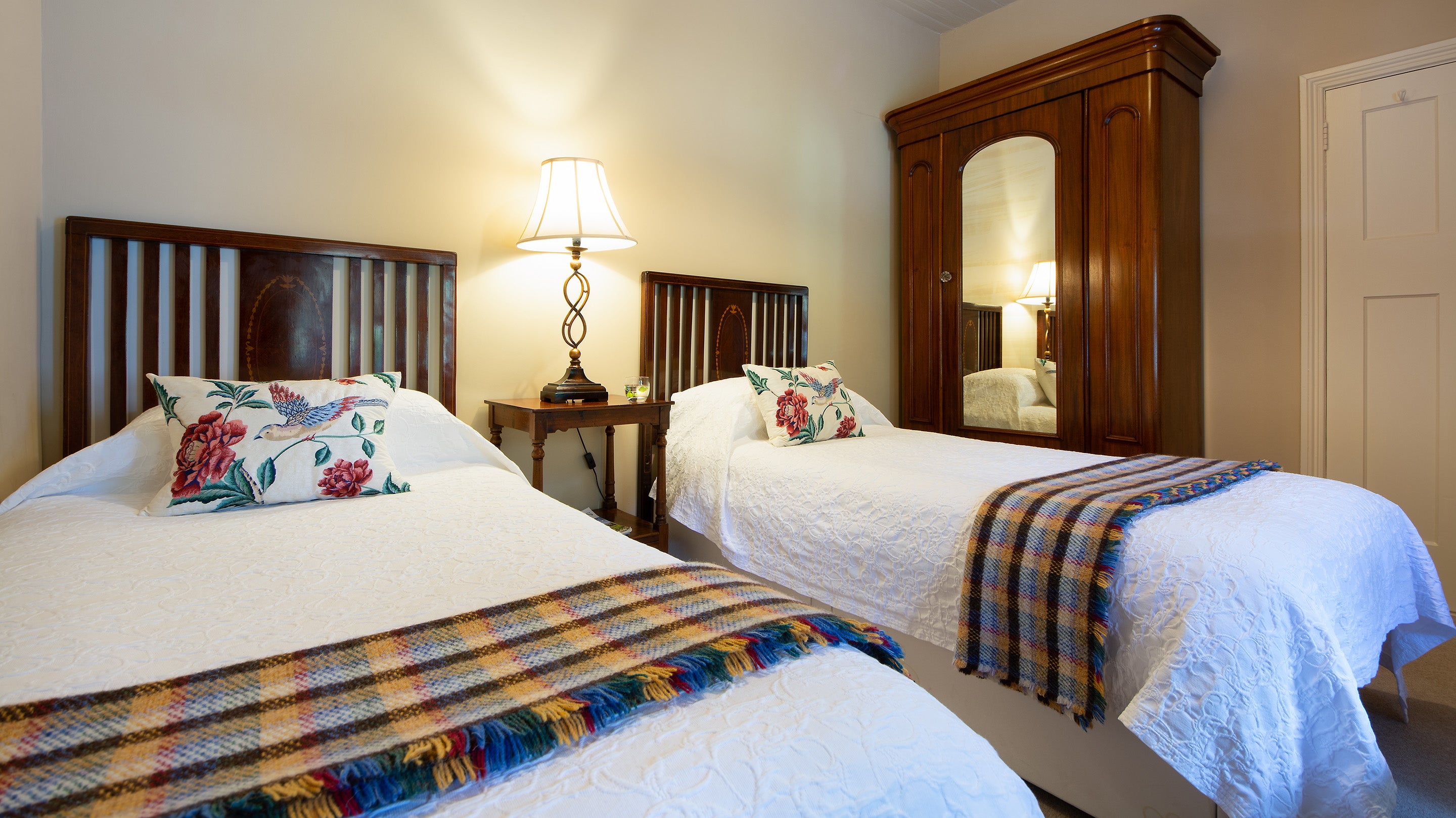 The first twin bedroom at Portraddan Cottage, County Antrim
