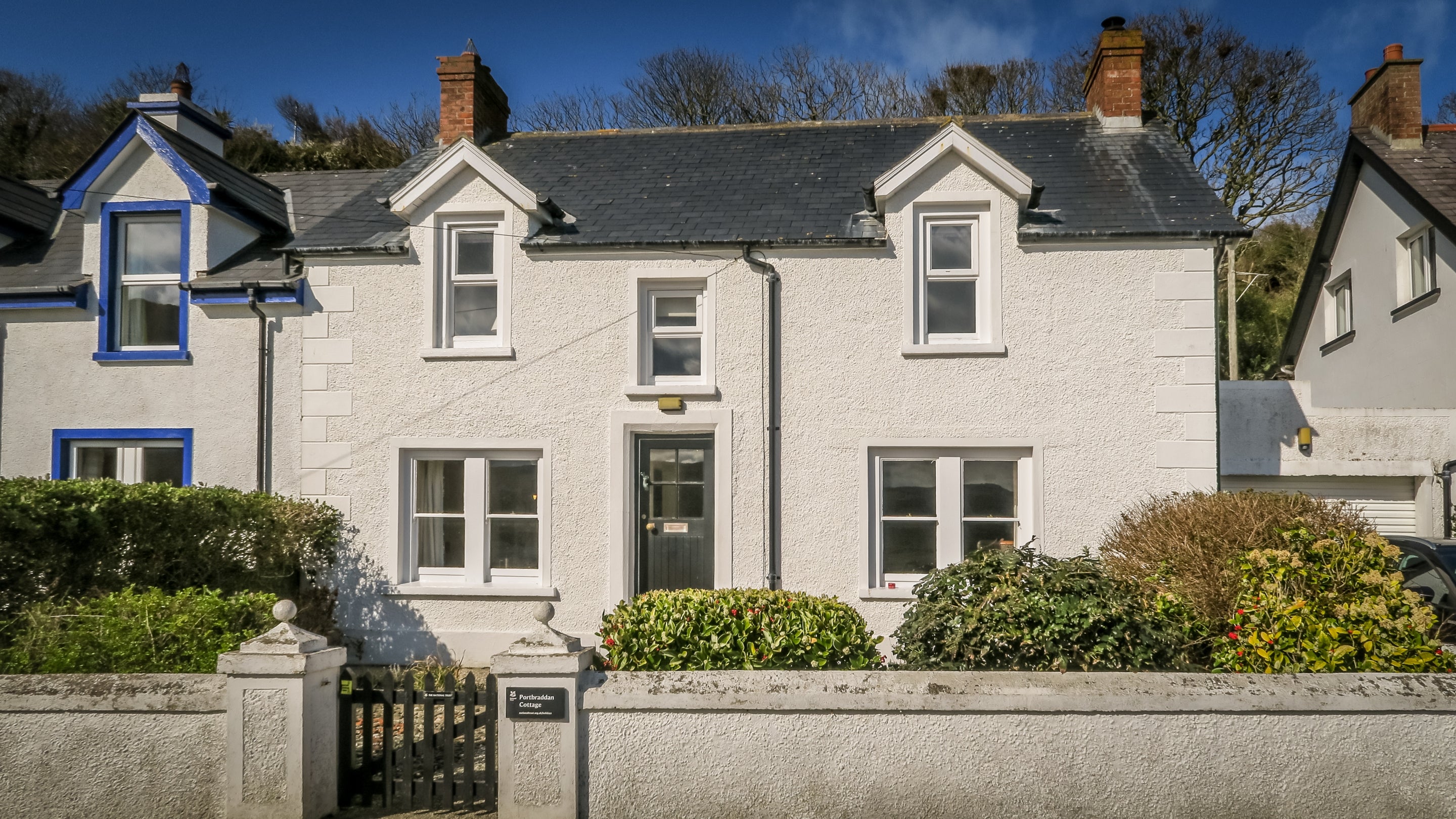 The exterior of Portbraddan Cottage, County Antrim