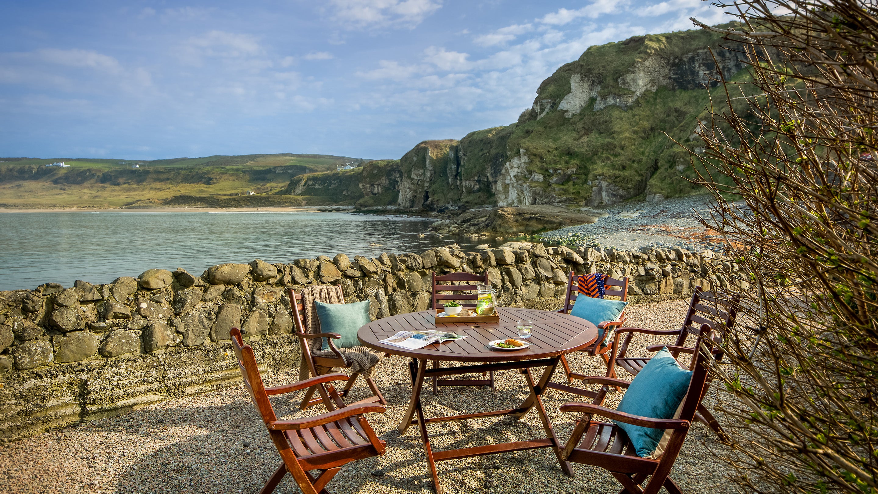 The front garden at Portbraddan Cottage, County Antrim
