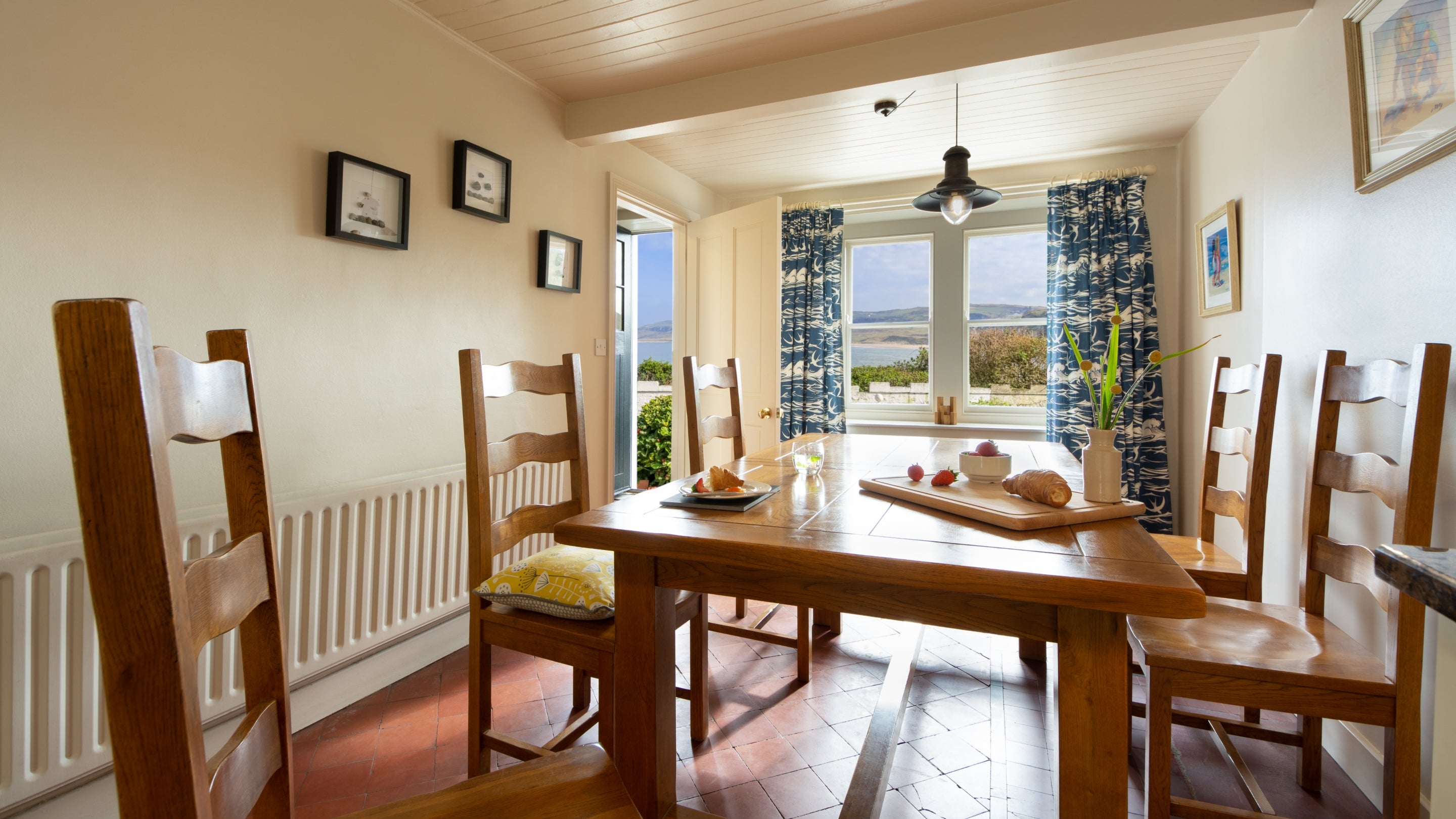 The kitchen and dining room at Portbraddan Cottage, County Antrim