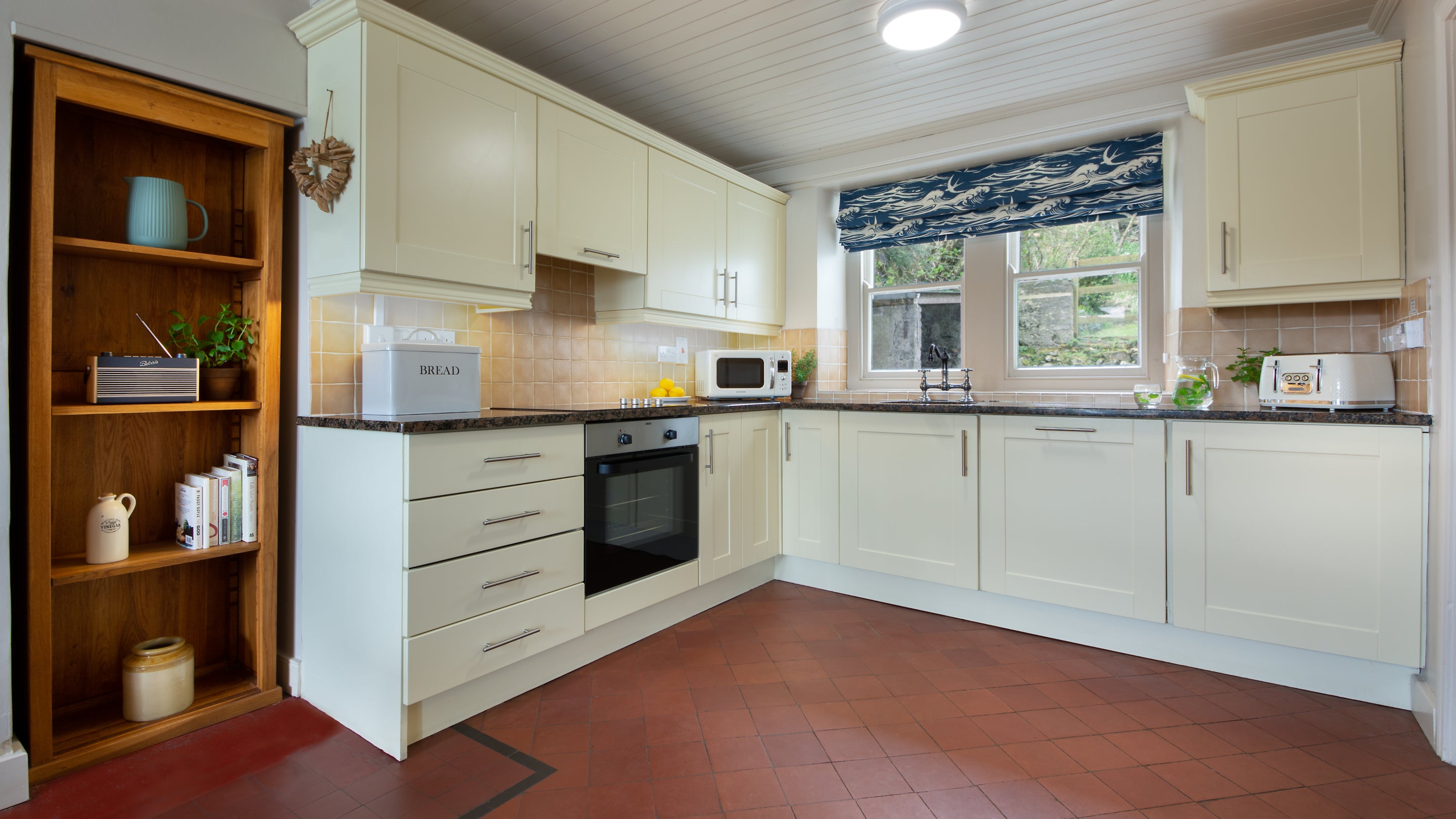 The kitchen and dining room at Portbraddan Cottage, County Antrim