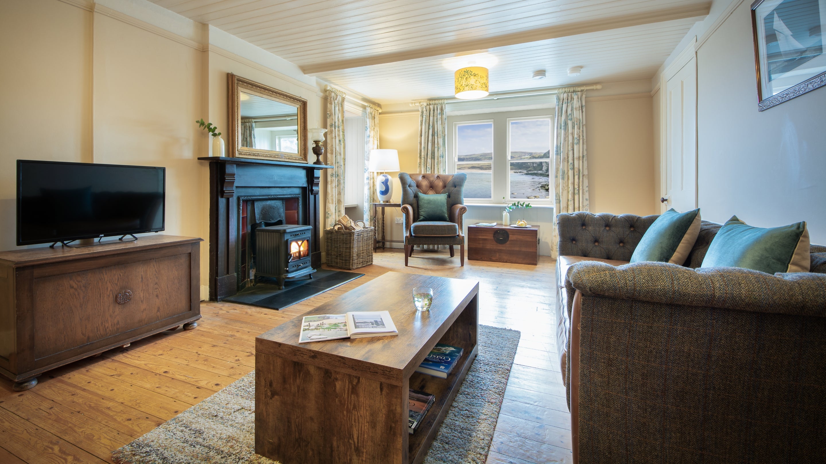 The sitting room at Portbraddan Cottage, County Antrim