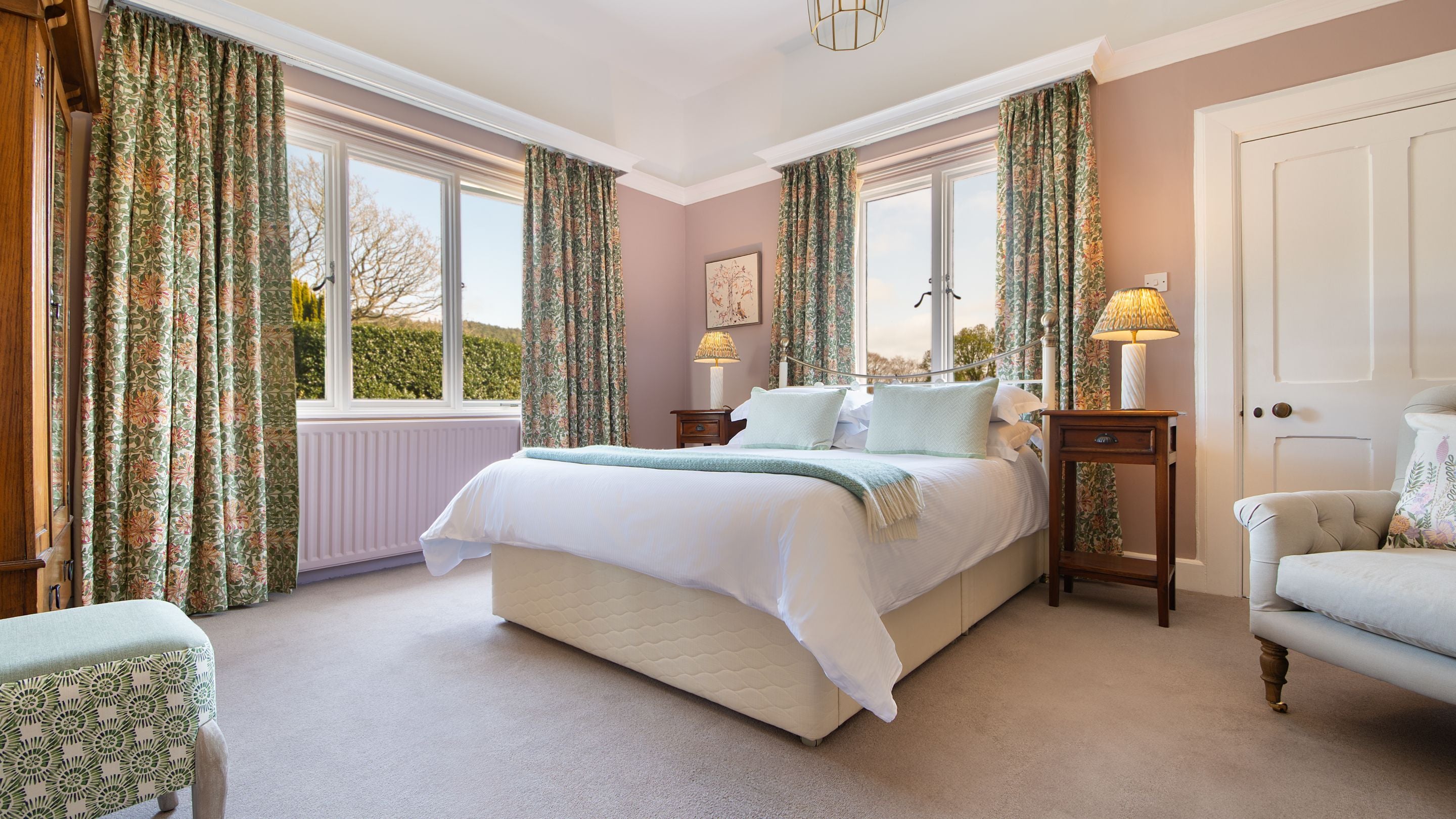 The ground-floor, double bedroom at Cragside Garden Cottage, Northumberland