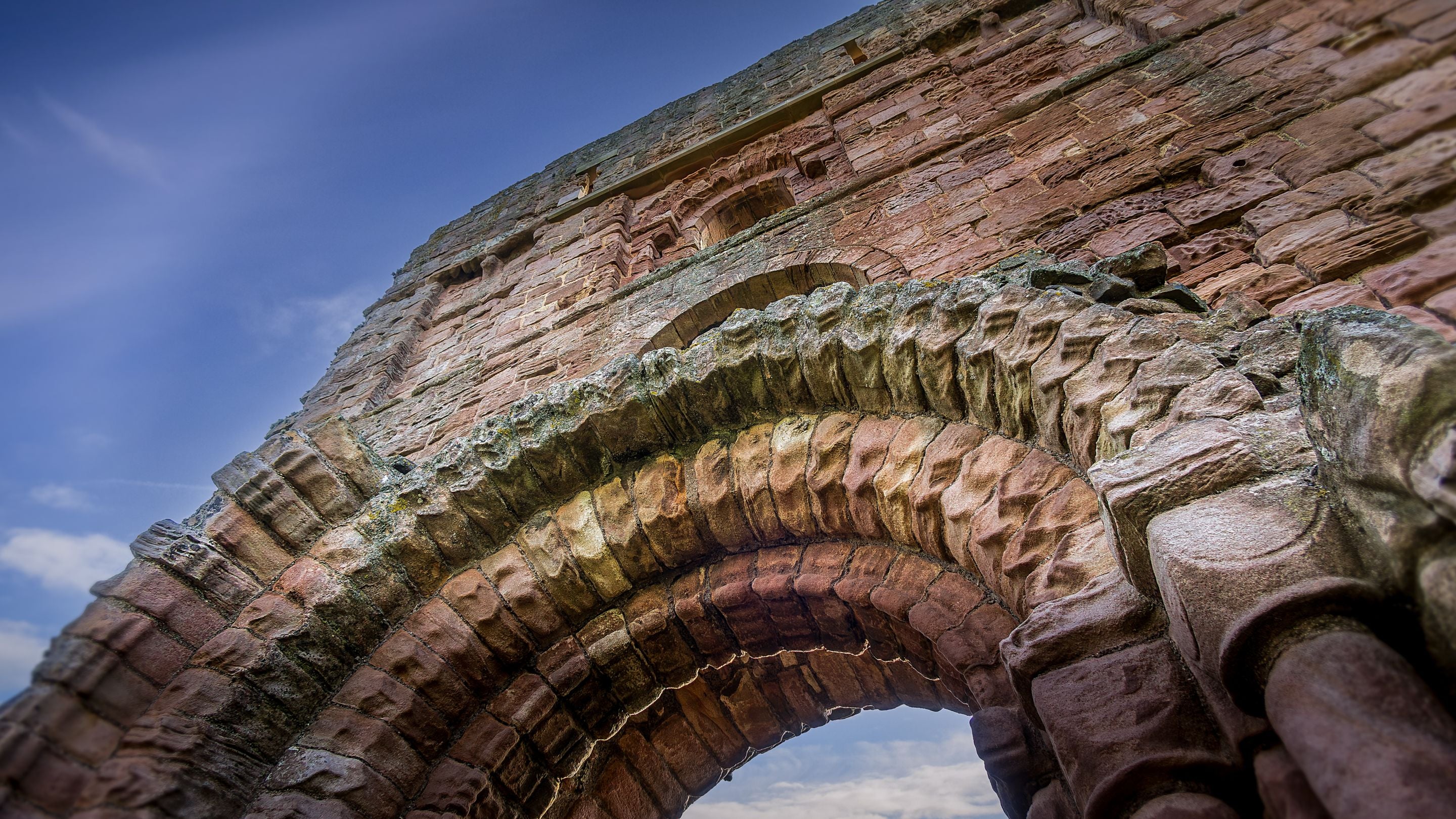 An archway in the ruins of Lindisfarne Priory on Holy Island, near Glen House, Northumberland