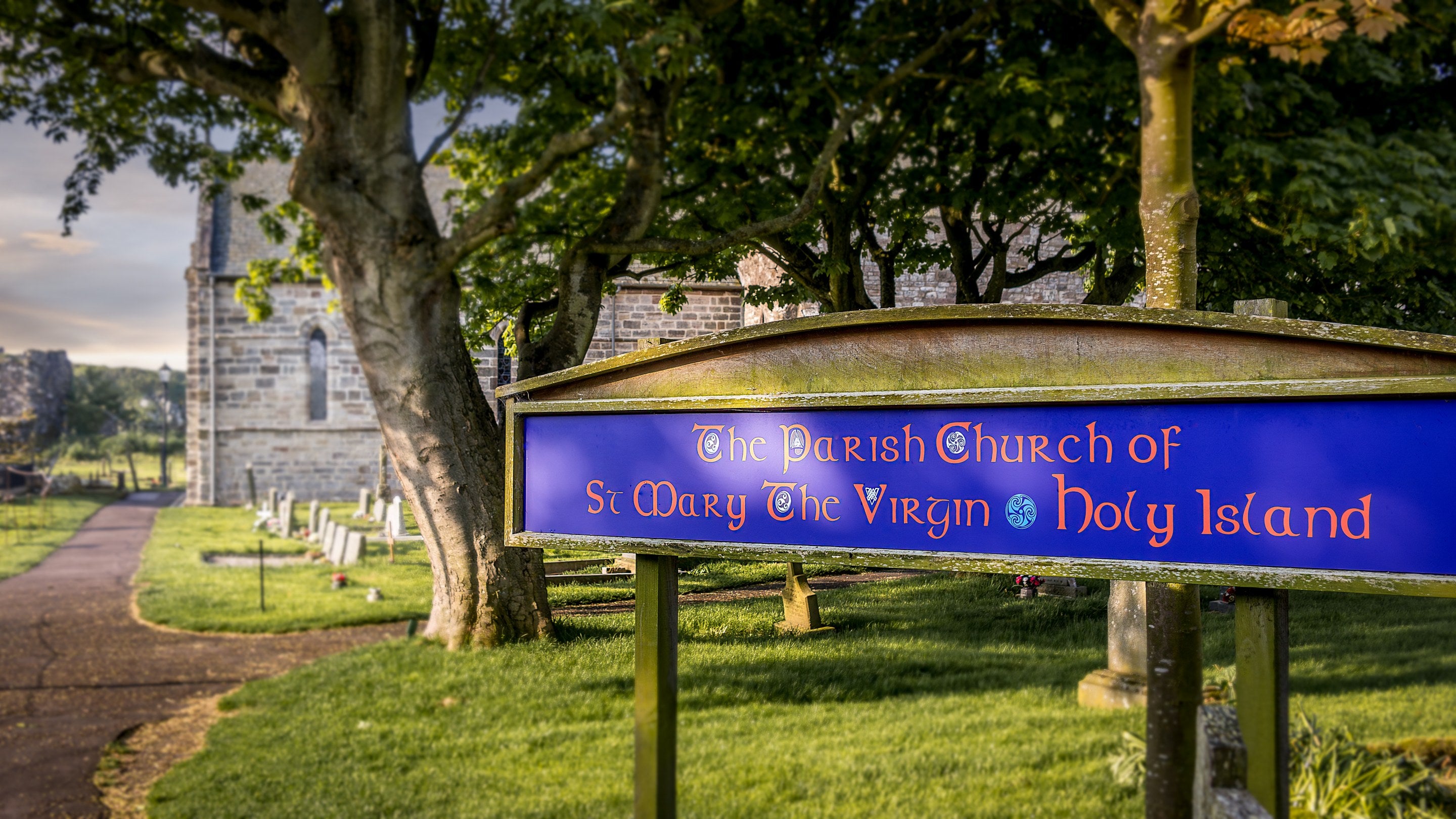 The path to the Parish Church of St Mary on Holy Island, near Glen House, Northumberland