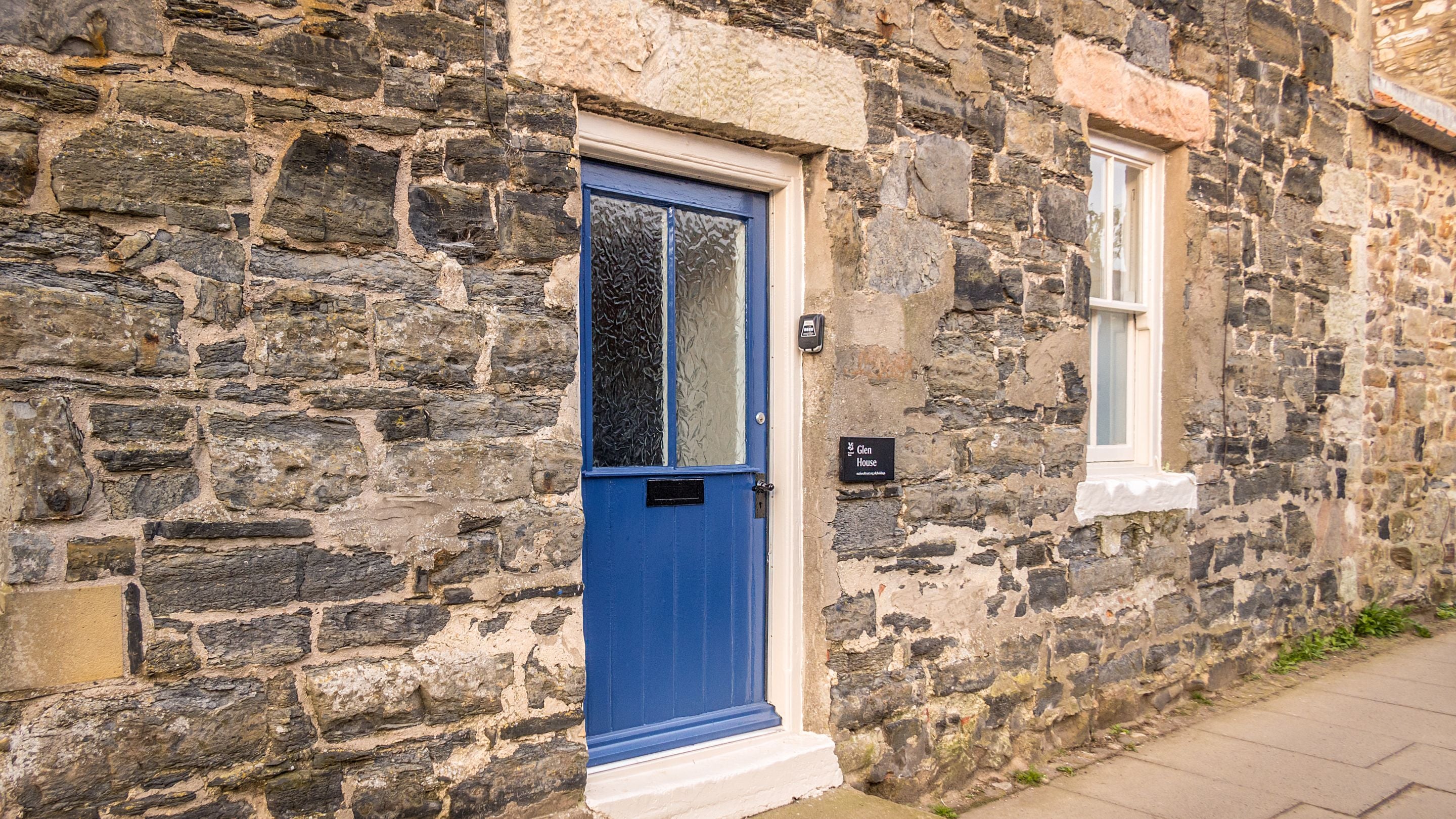 The entrance to Glen House from the main street on Holy Island, Northumberland