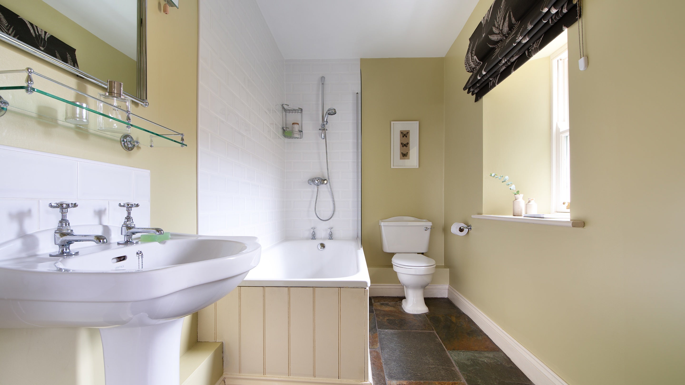 The ground-floor bathroom with shower over bath at Housesteads, Northumberland