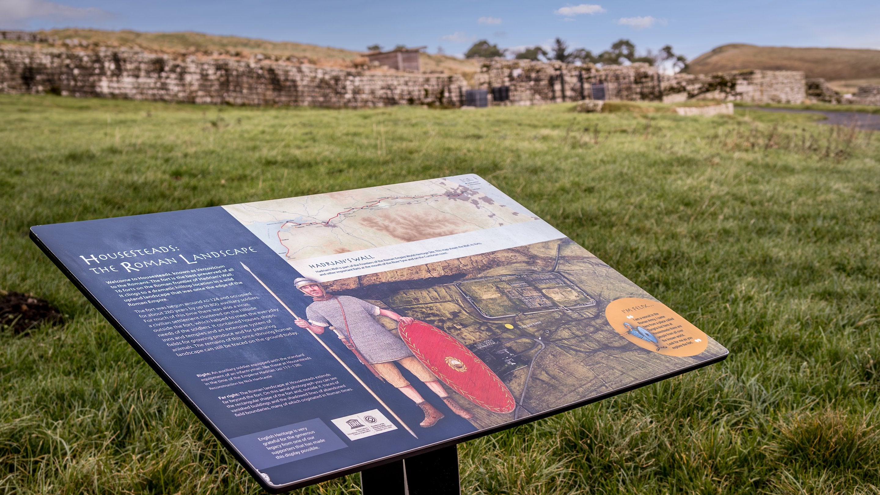 The information board at Housesteads Roman Fort, near Housesteads holiday cottage, Northumberland