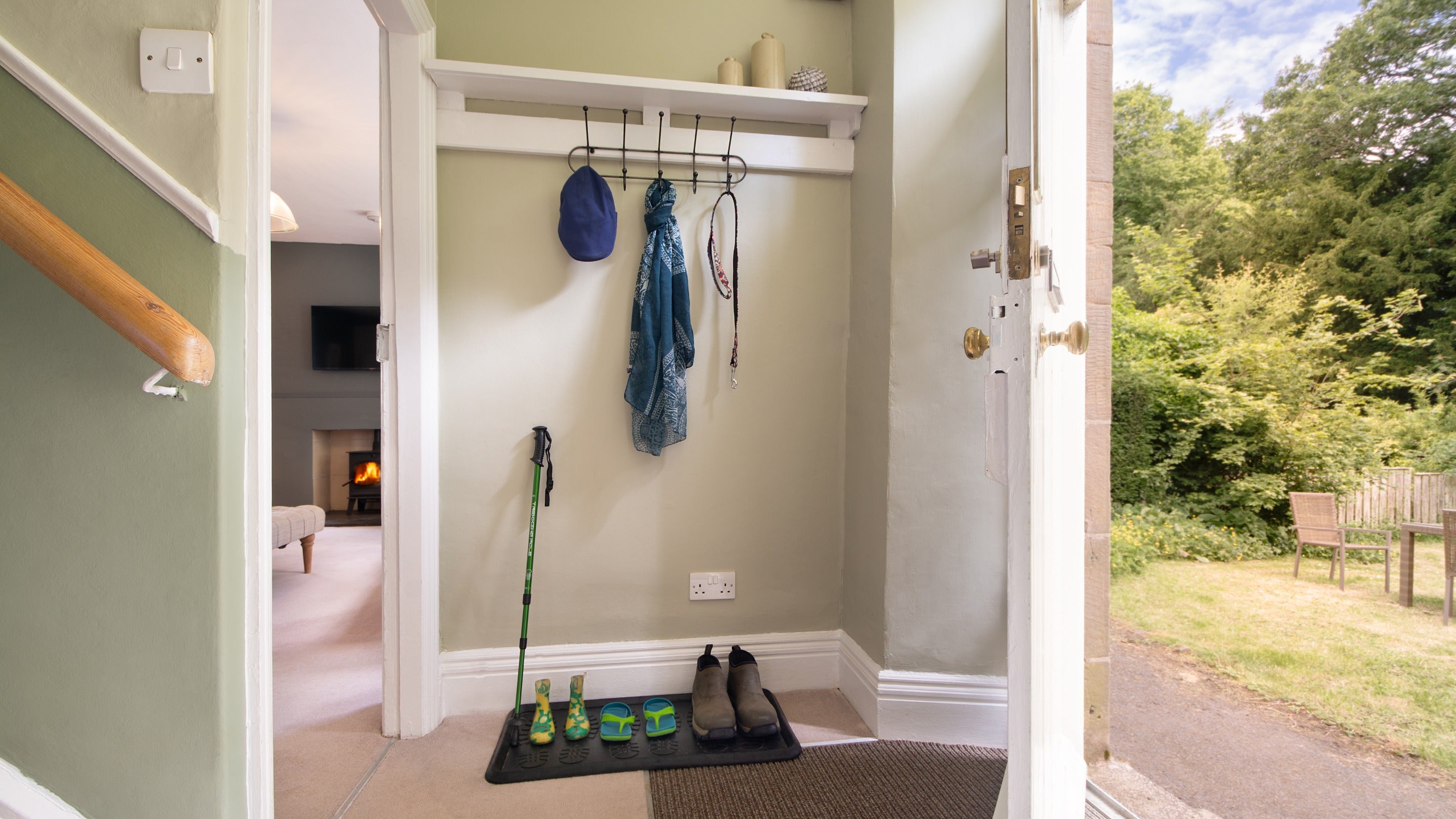The hallway to the rear garden at Laundry Cottage, Northumberland