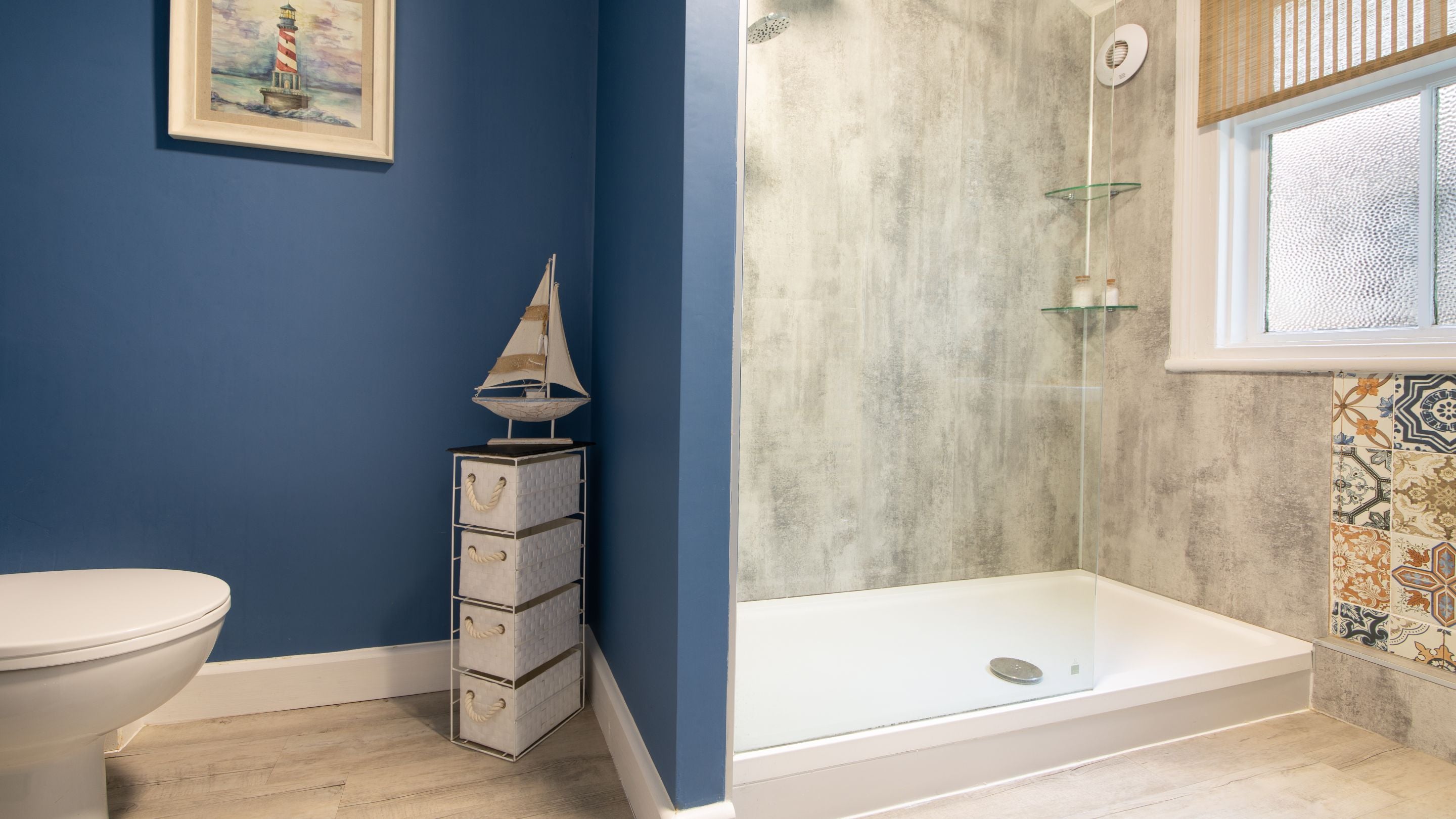 The shower room at Lighthouse Keeper's Cottage 1, Tyne and Wear