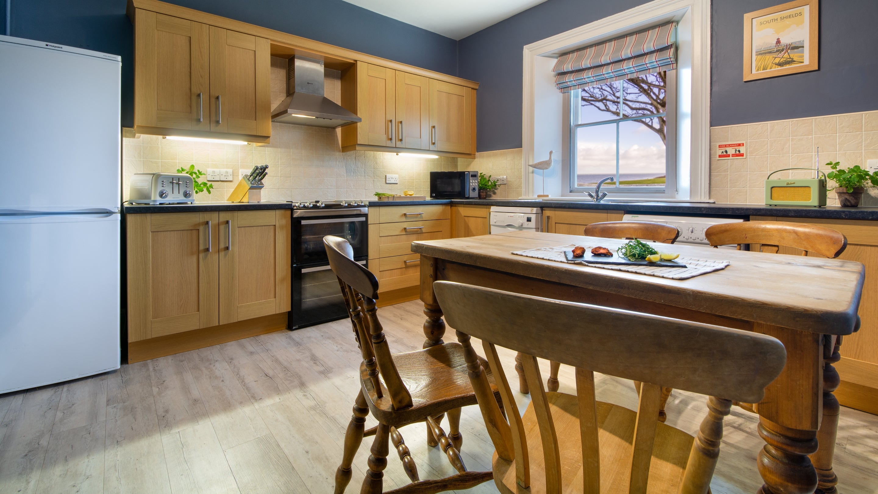 The kitchen and dining room at Lighthouse Keeper's Cottage 1, Tyne and Wear