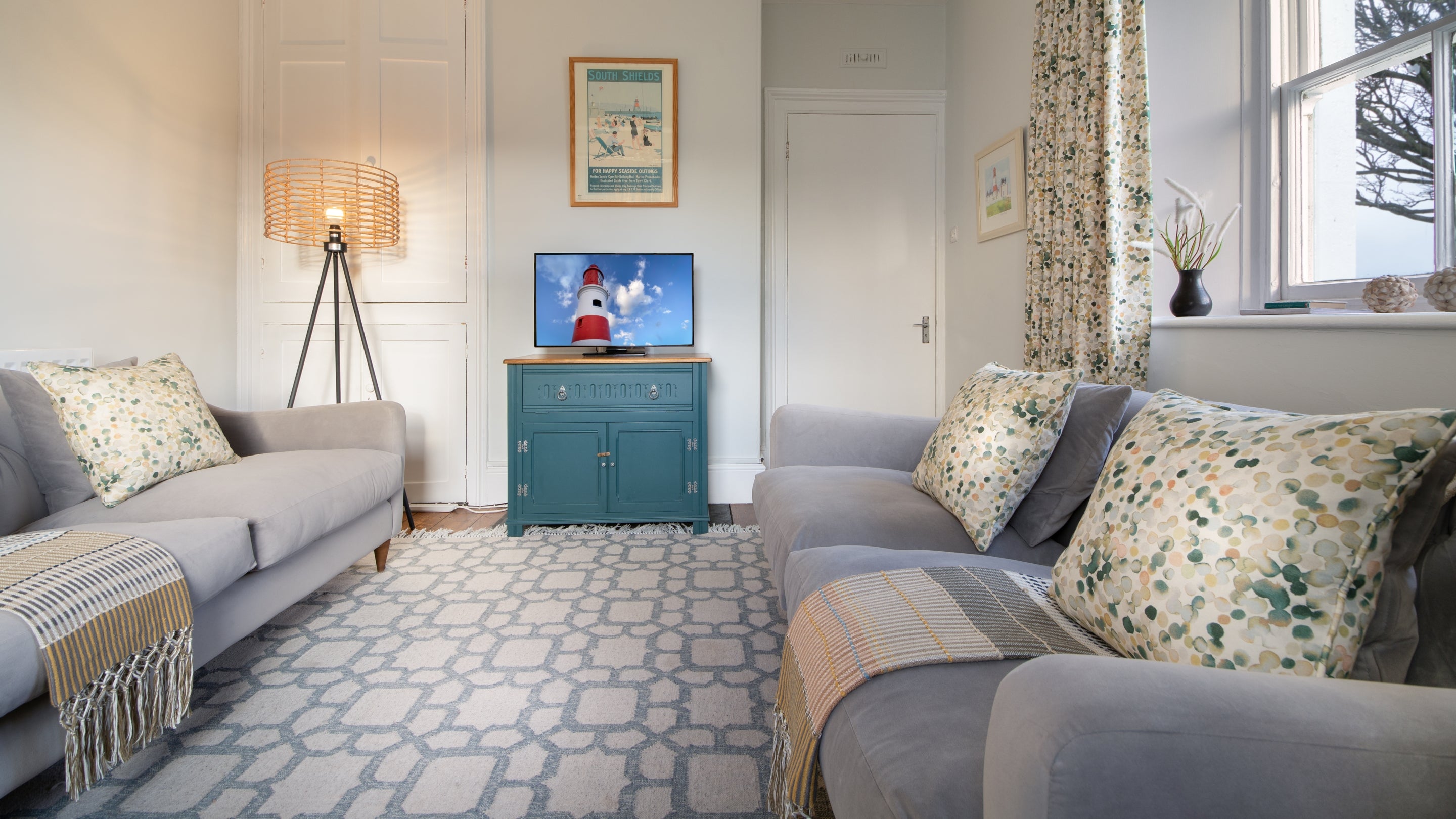 The sitting room in Lighthouse Keeper's Cottage 1, Tyne and Wear