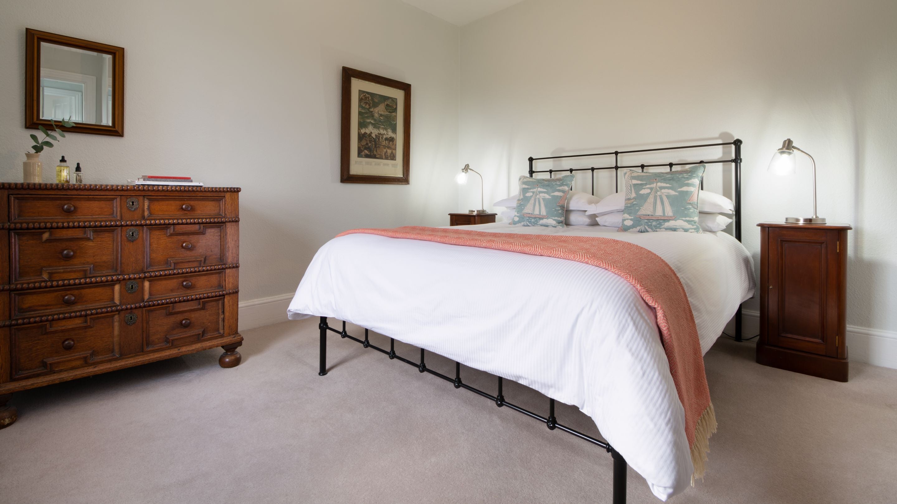 The double bedroom at Lighthouse Keeper's Cottage 2, Tyne and Wear