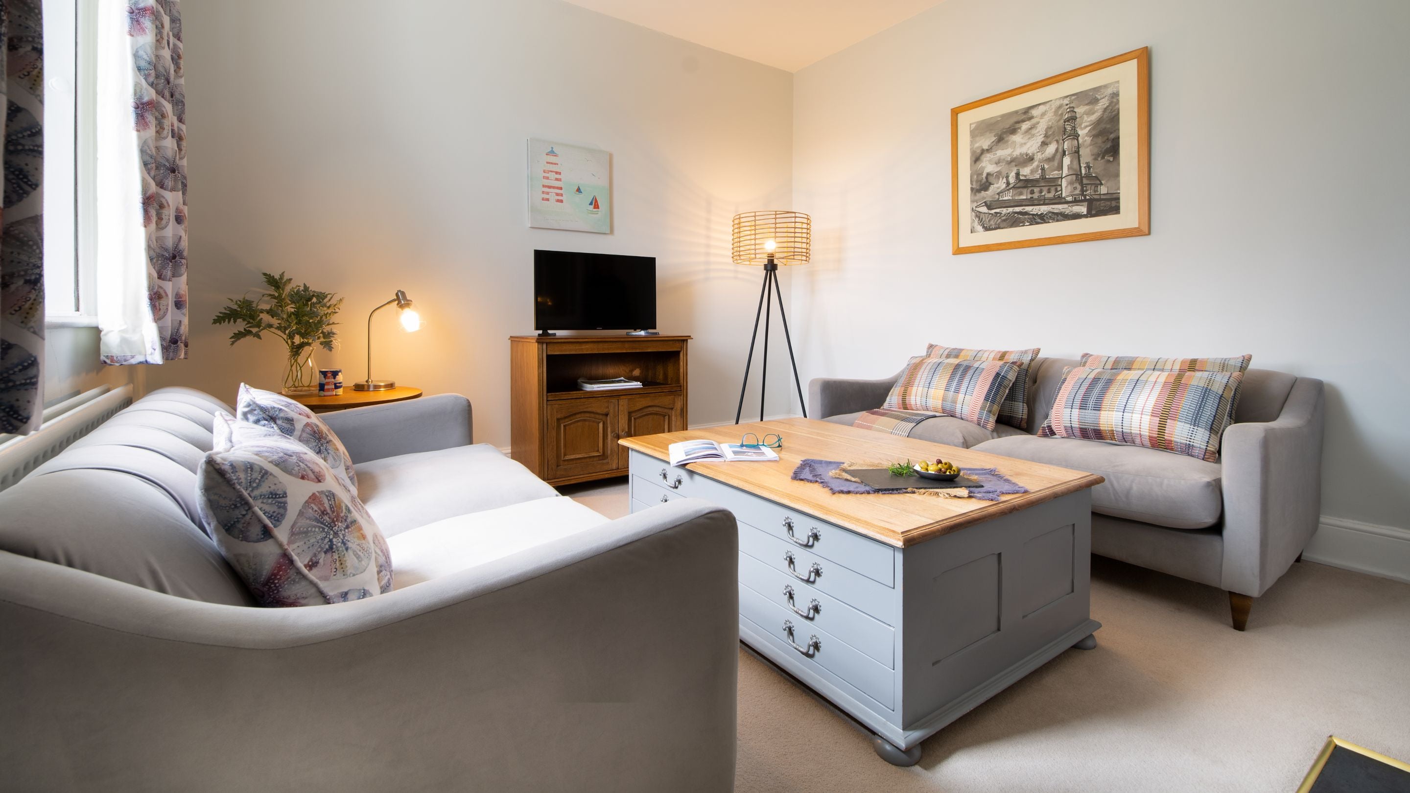 The sitting room at Lighthouse Keeper's Cottage 2, Tyne and Wear