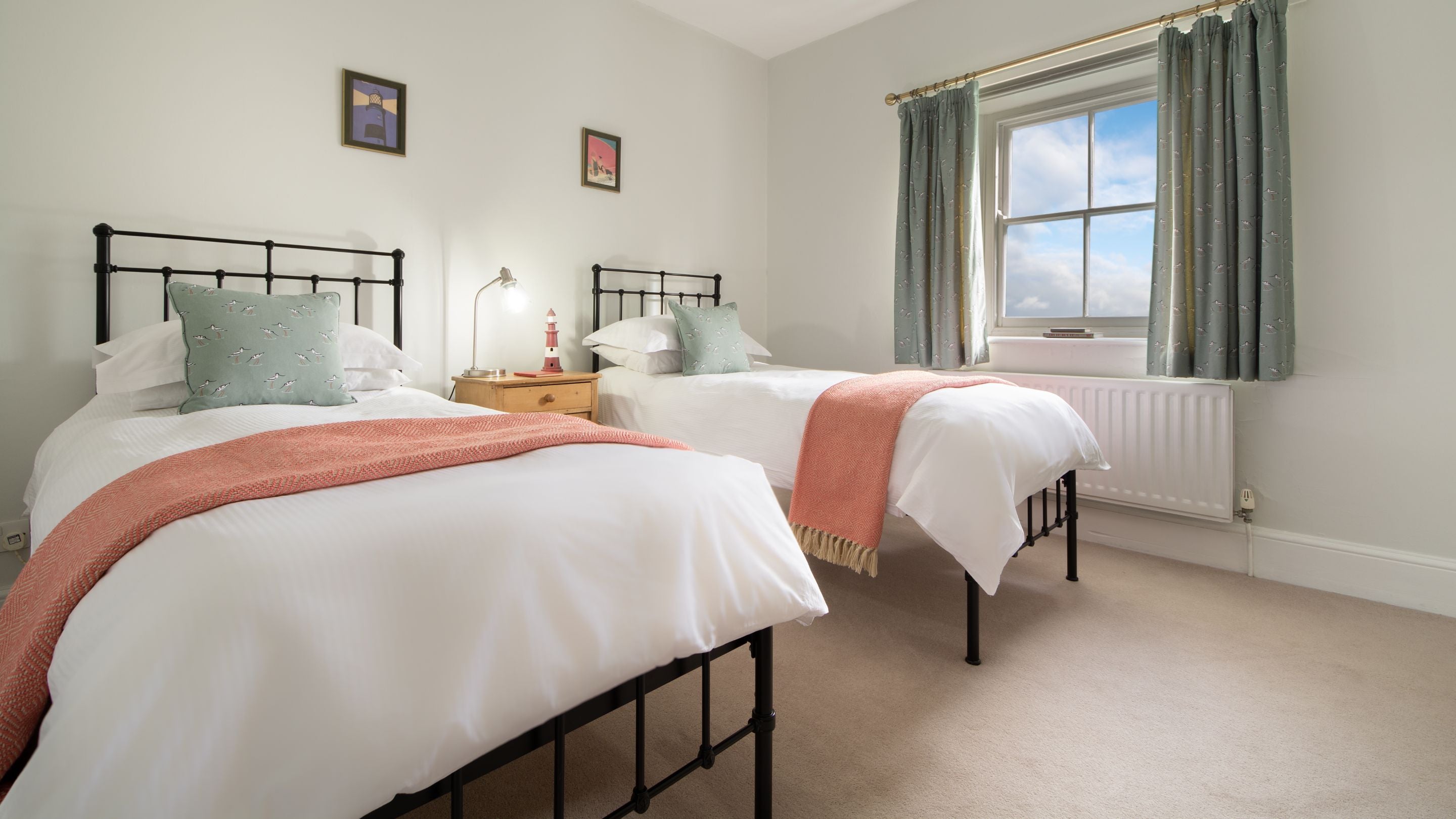 The twin bedroom at Lighthouse Keeper's Cottage 2, Tyne and Wear