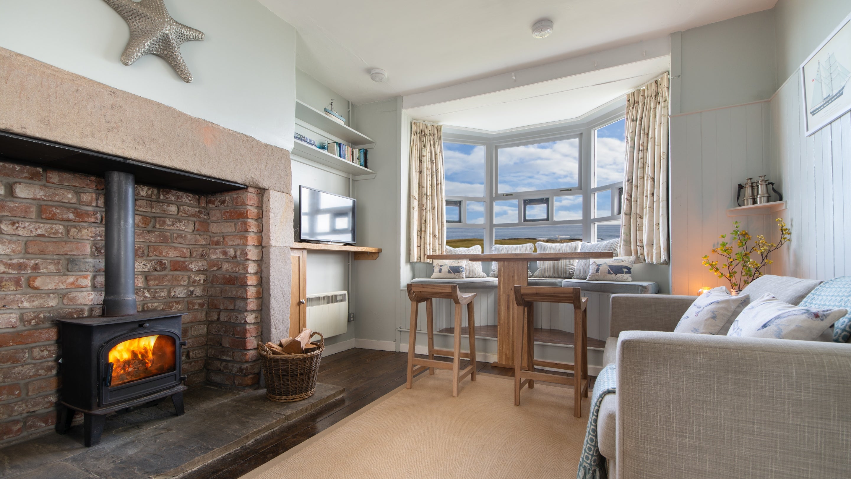 The kitchen, dining and sitting room at Lookout Cottage, Northumberland