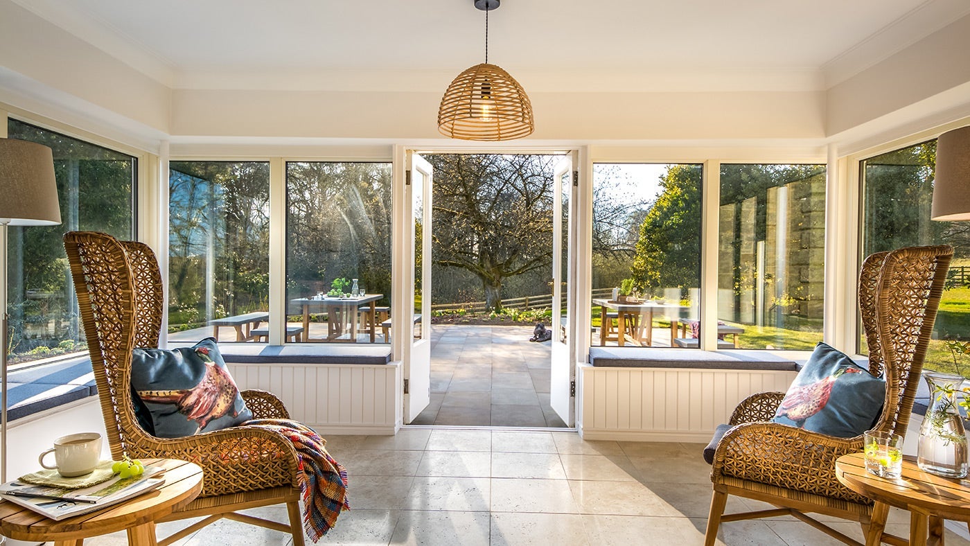 The conservatory at Rothley Lakehouse, Northumberland