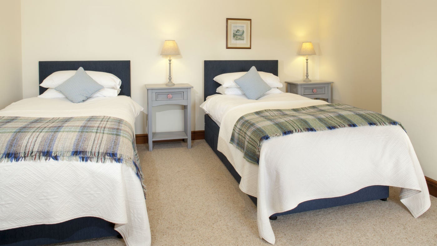 A twin bedroom at Springwell Cottage, nr Hexham, Northumberland