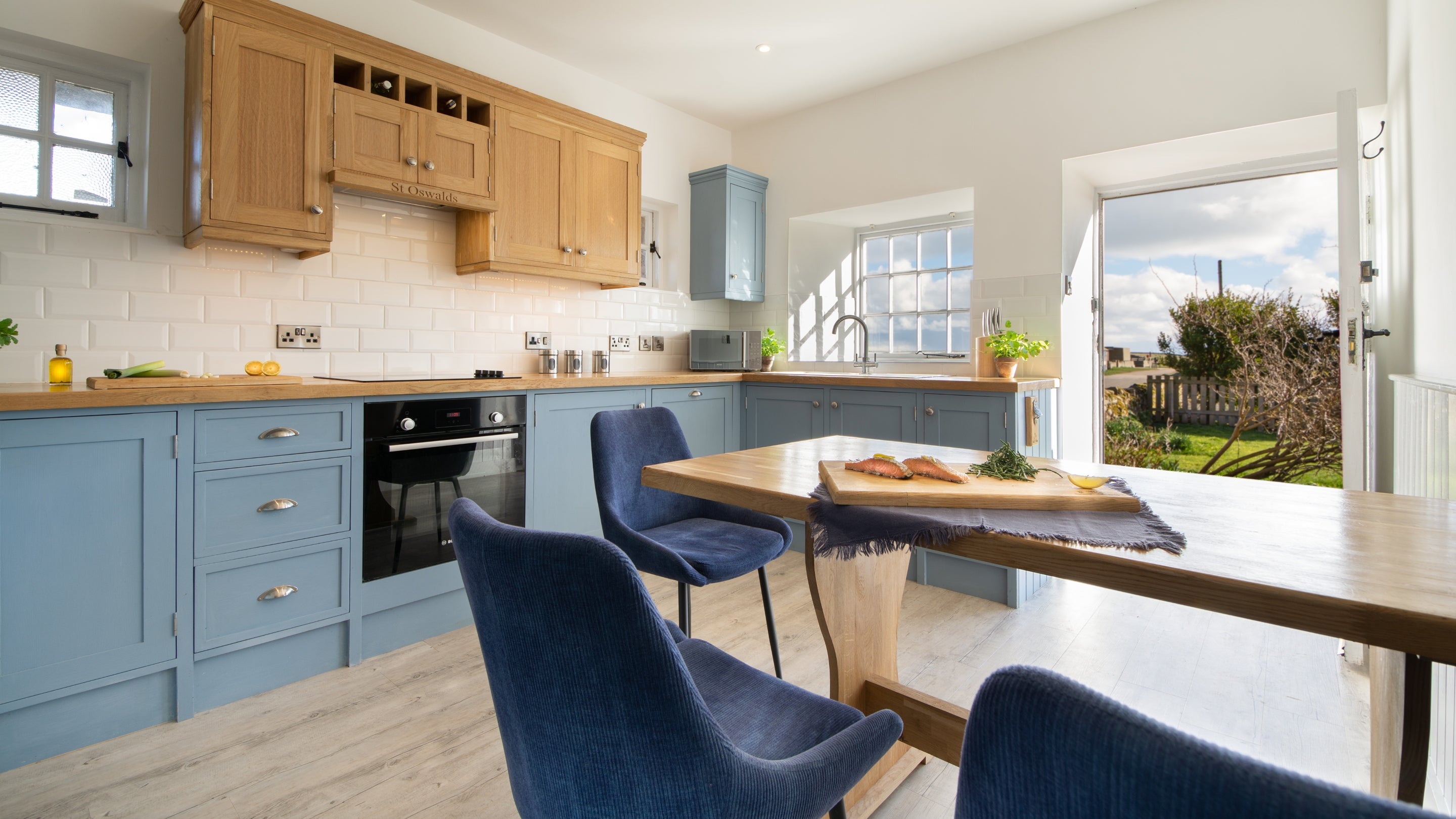 The kitchen and dining room at St Oswald's Cottage, Northumberland