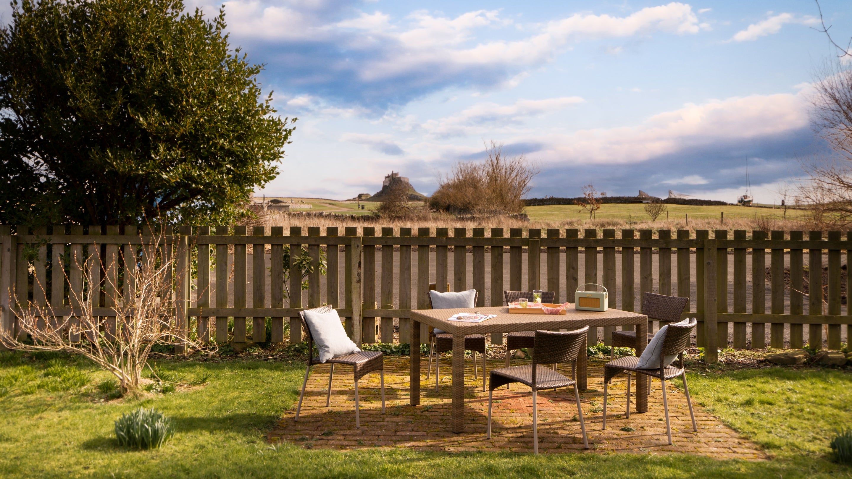 The outdoor seating at St Oswald's Cottage, Northumberland