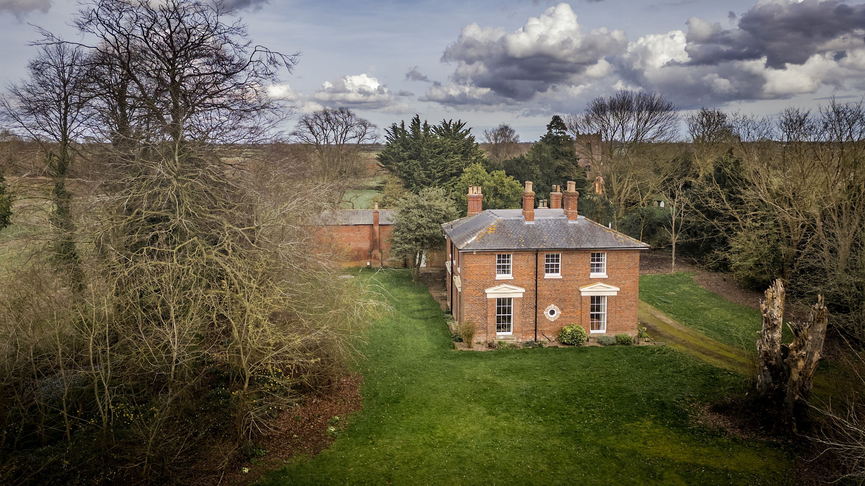 An aerial view of Gunby Old Rectory, Lincolnshire